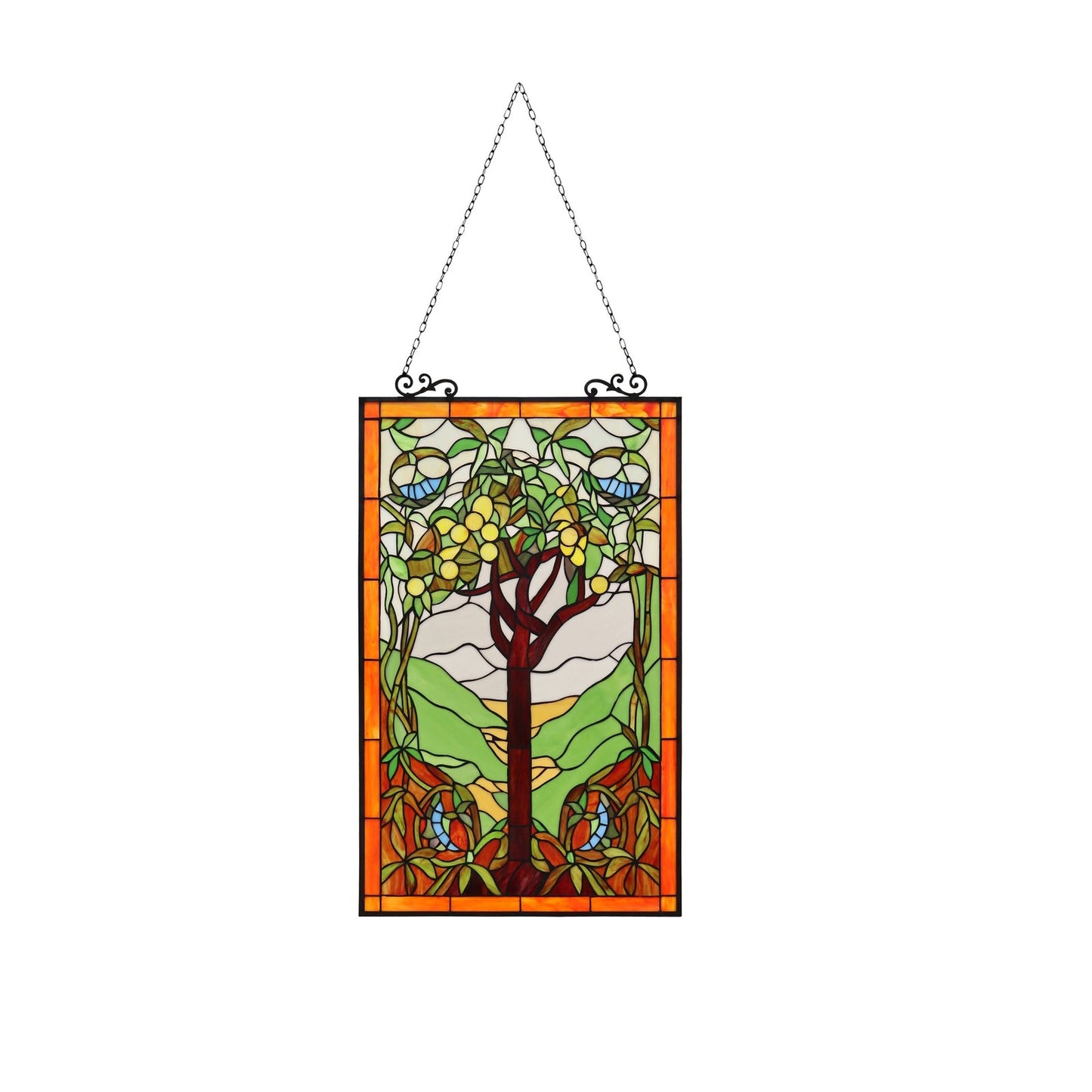 31.8" Tree Of Life Stained Glass Window Hanging Panel Suncatcher