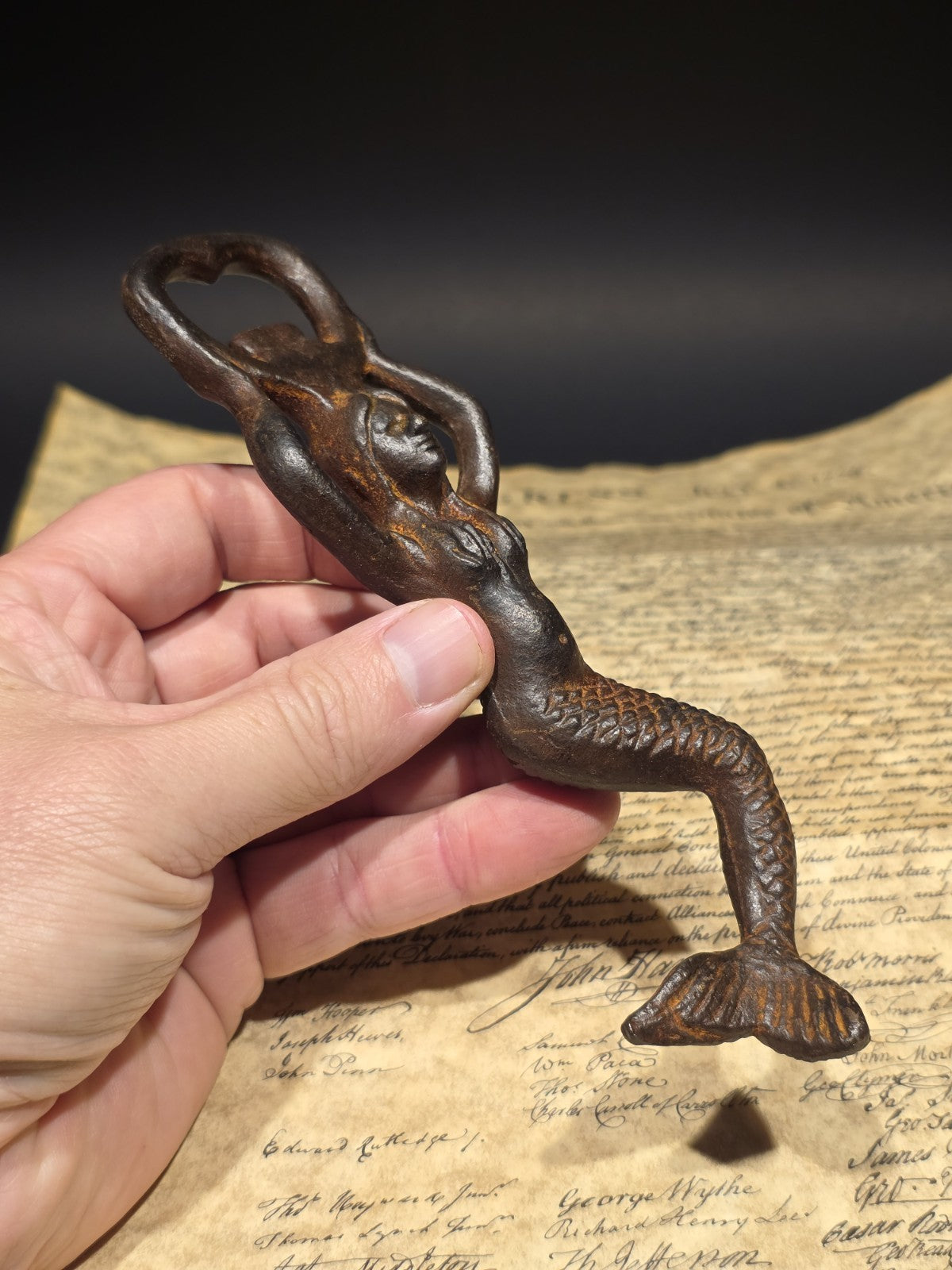 7" Vintage Style Cast Iron Mermaid Bottle Opener Coastal Bar Tool
