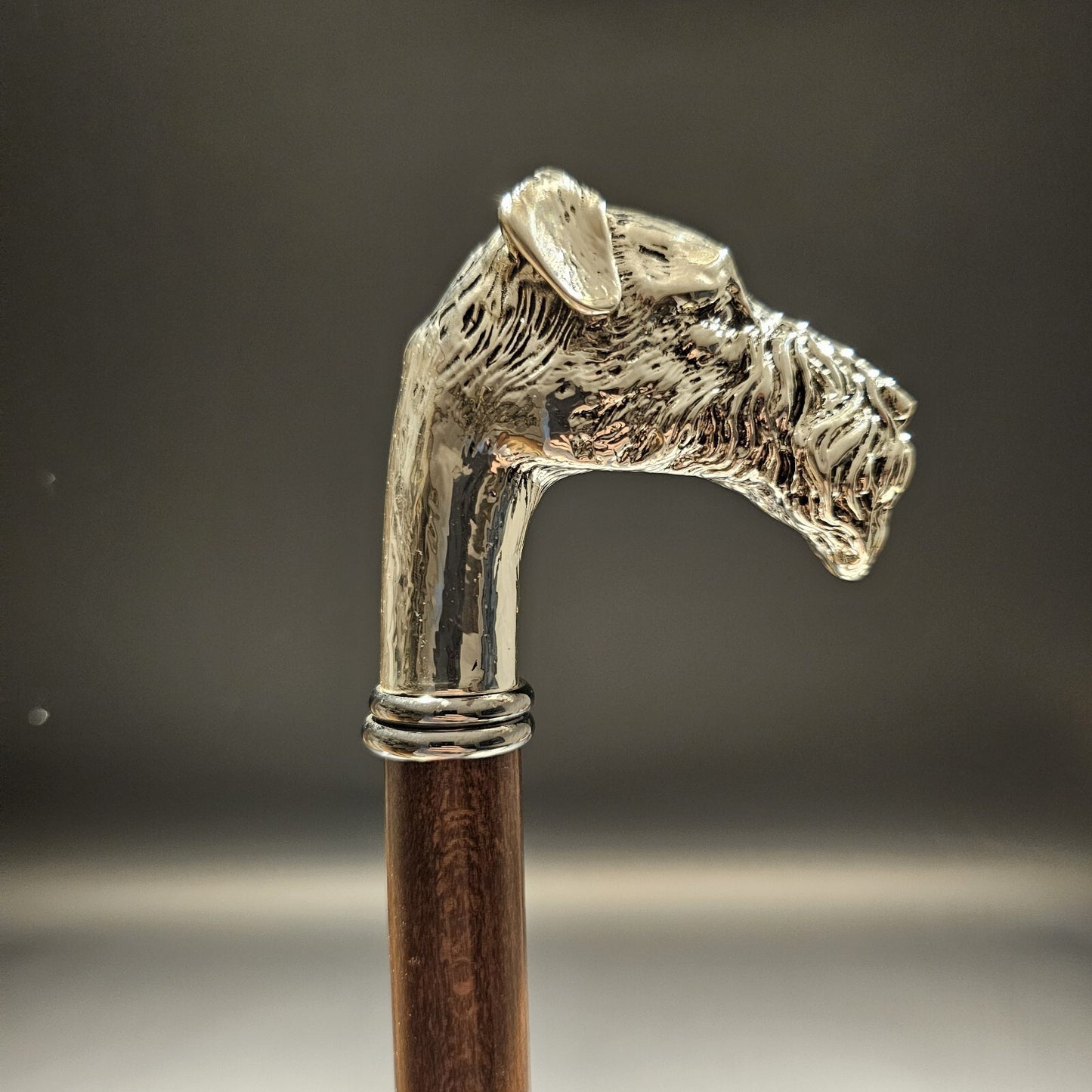 36" Antique Style Fox Terrier Dog Head Walking Stick Cane