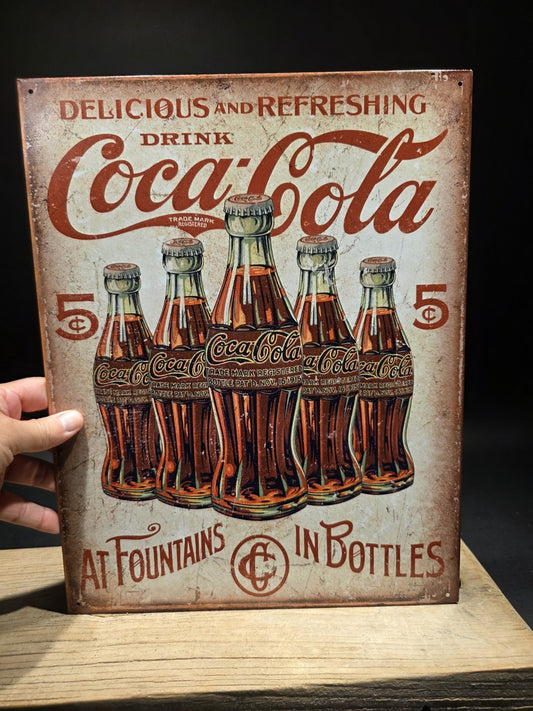Metal Vintage Style Coca Cola Bottles Sign