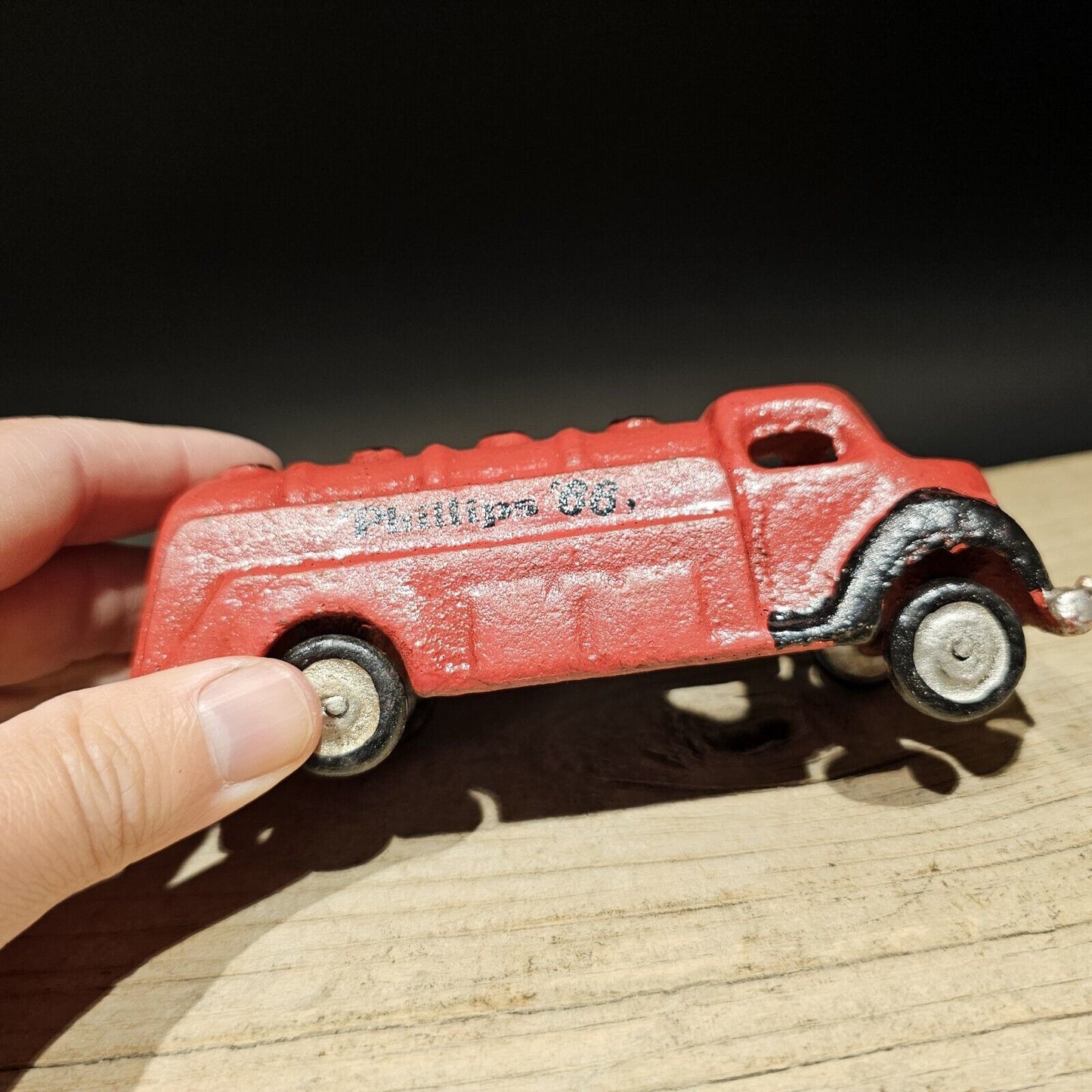 Vintage Style Red Cast Iron Toy Phillips 66 Car Delivery Van