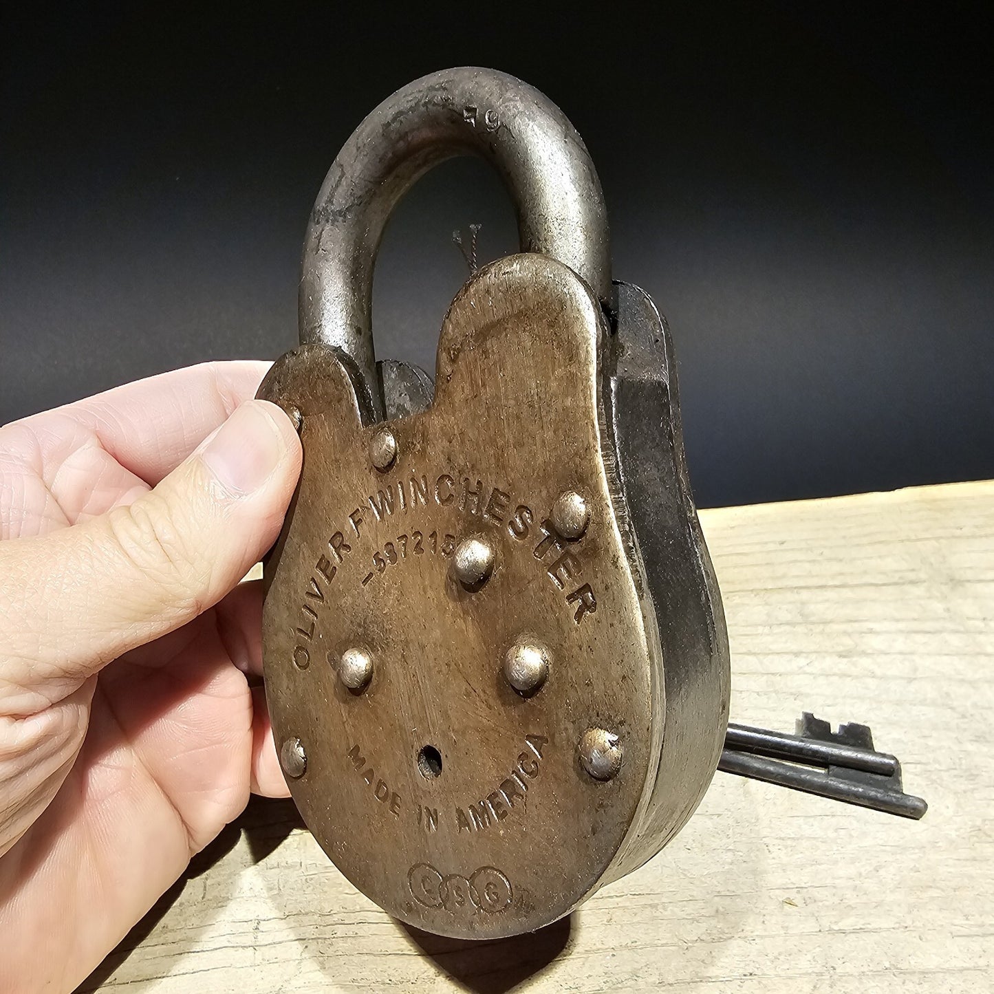 5" Antique Vintage Style Cast Iron Winchester Firearms Ammo Box Padlock Lock