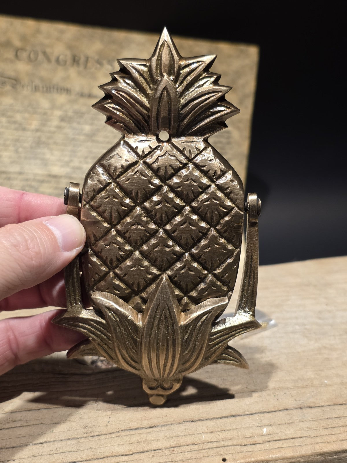 6" Vintage Style Solid Brass Pineapple Door Knocker Colonial Welcome Sign