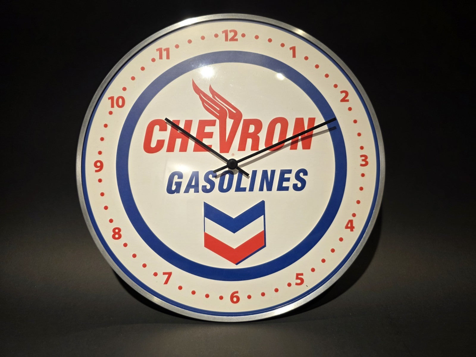 12" Antique Vintage Style Round Chevron Gasoline Oil Wall Clock Sign