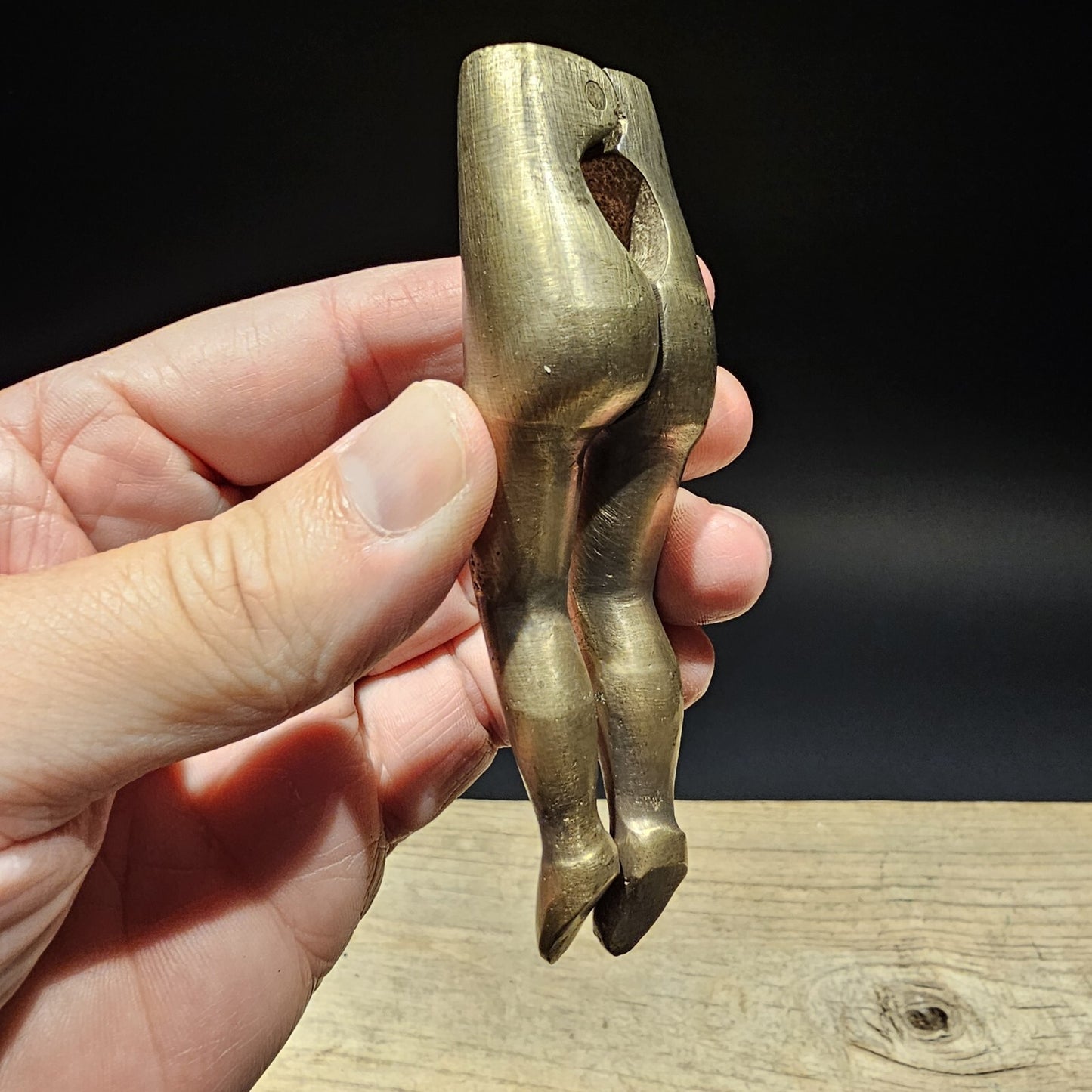 4" Antique Vintage Style Brass Risque Lady Legs Nut Cracker