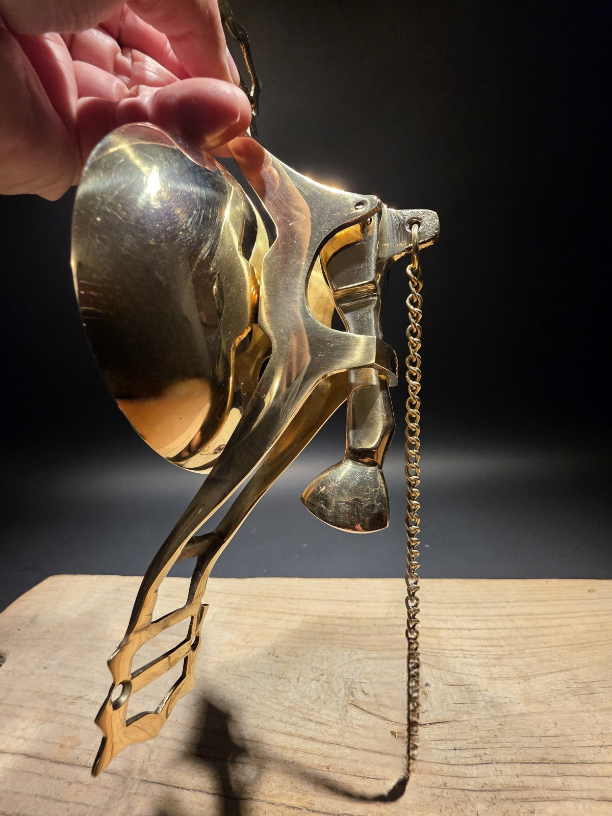 11" Antique Vintage Style Wall Mount Brass Pull Chain Door Bell