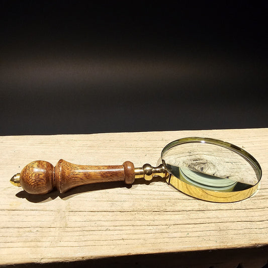 Antique Style Magnifying Glass w Wood Turned Handle 