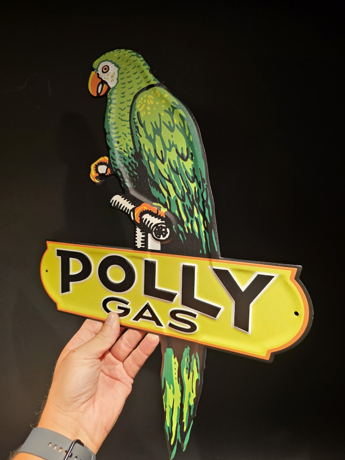 18" Antique Vintage Style Polly Gas Oil Metal Die Cut Sign