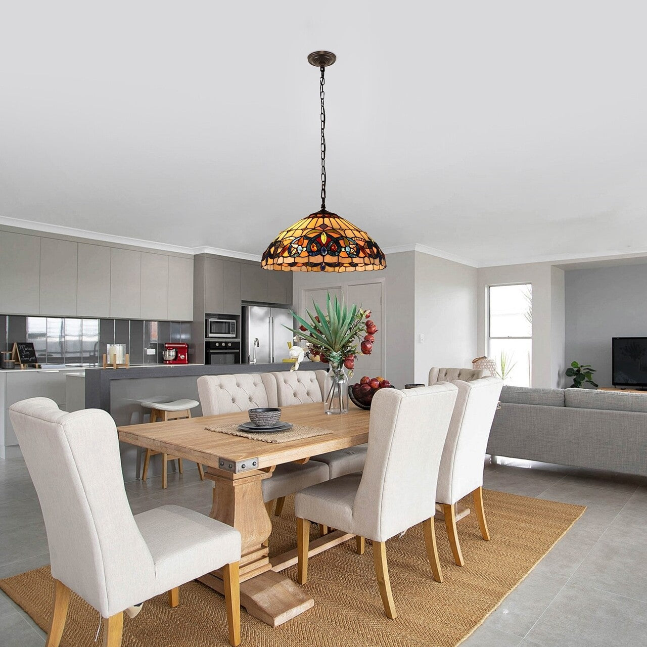 18.11 " Stained Glass Pendant Swag Ceiling Light