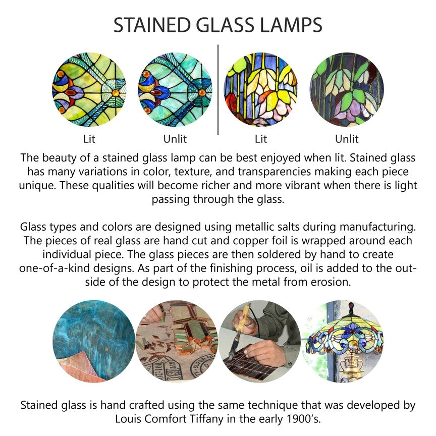 31.75"H Laburnum Antique Style Stained Glass Table Lamp