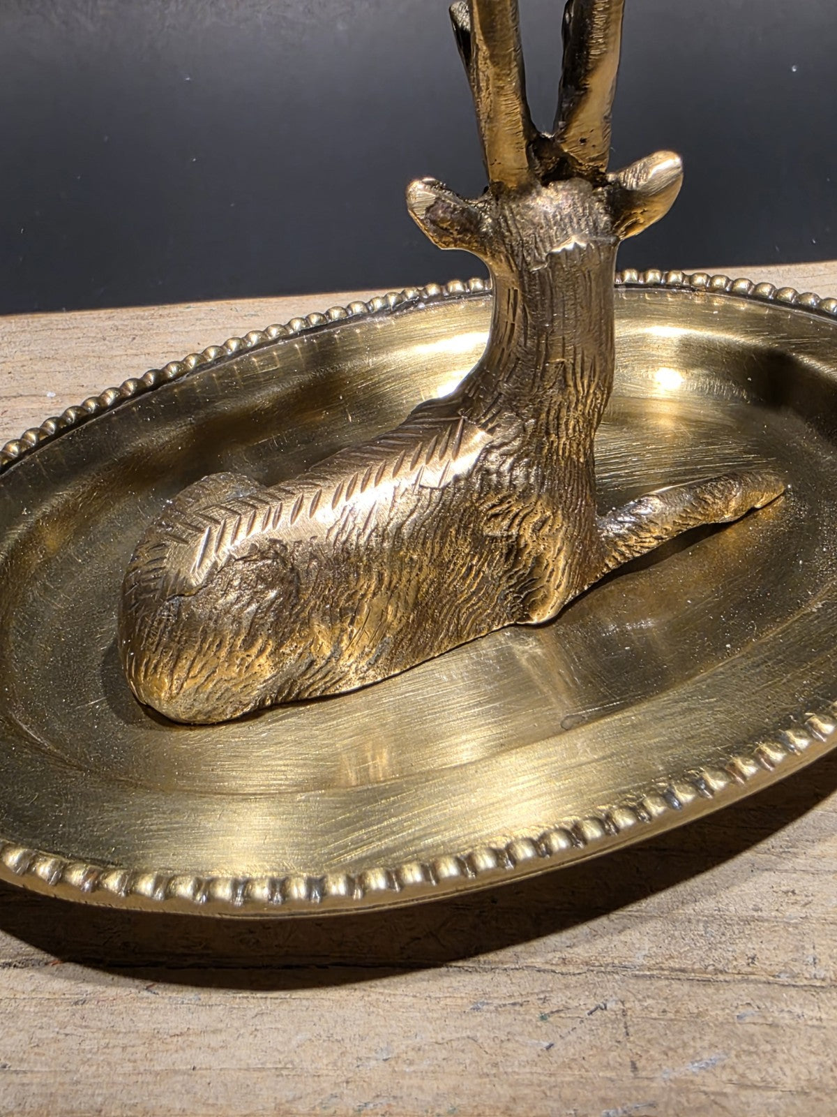 Antique Vintage Style Antique Brass Deer Jewelry Holder