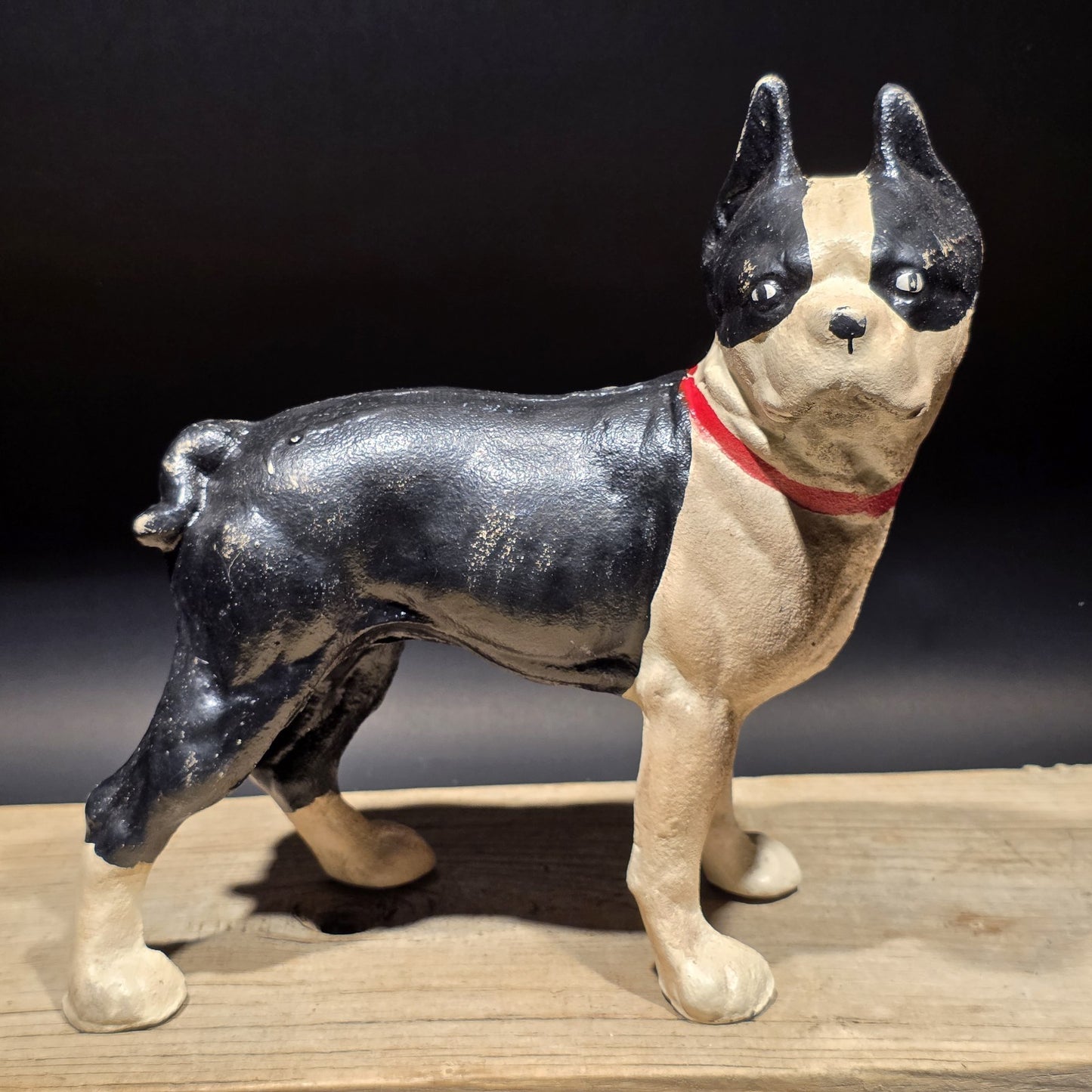Antique Style Cast Iron Boston Terrier Dog Door Stop Coin Bank