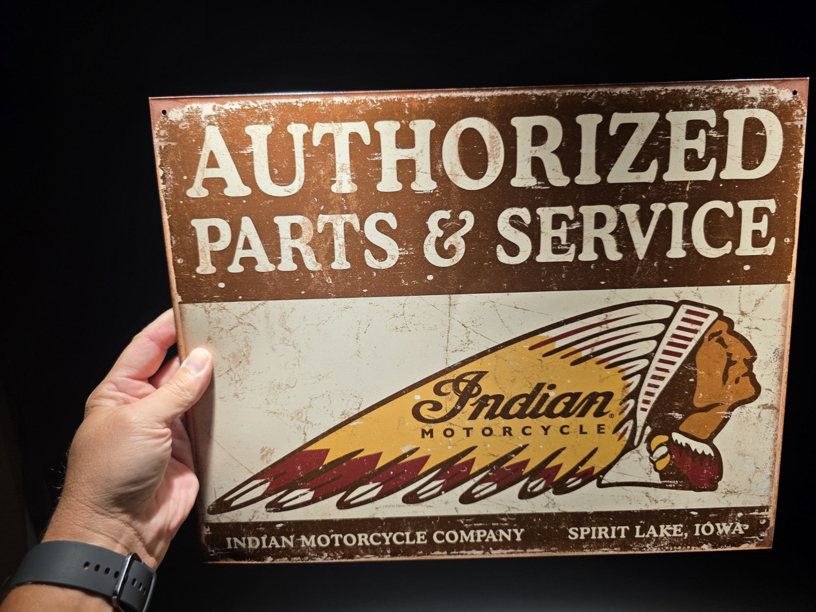 Metal Vintage Style Indian Motorcycle Sign White