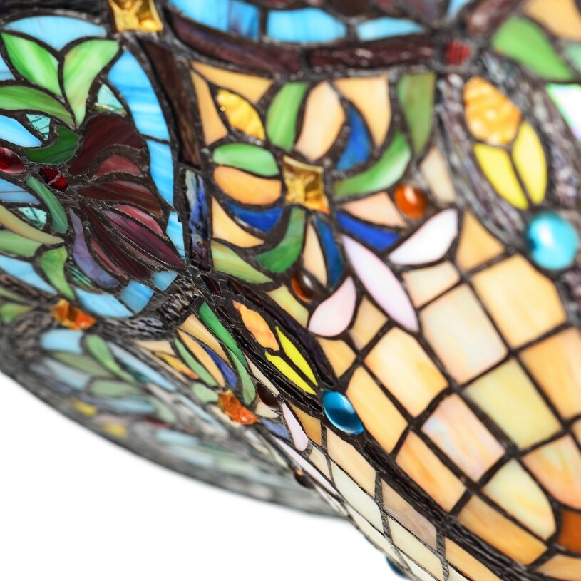 24" Wide Stained Glass Inverted Pendant Uplight Ceiling Light