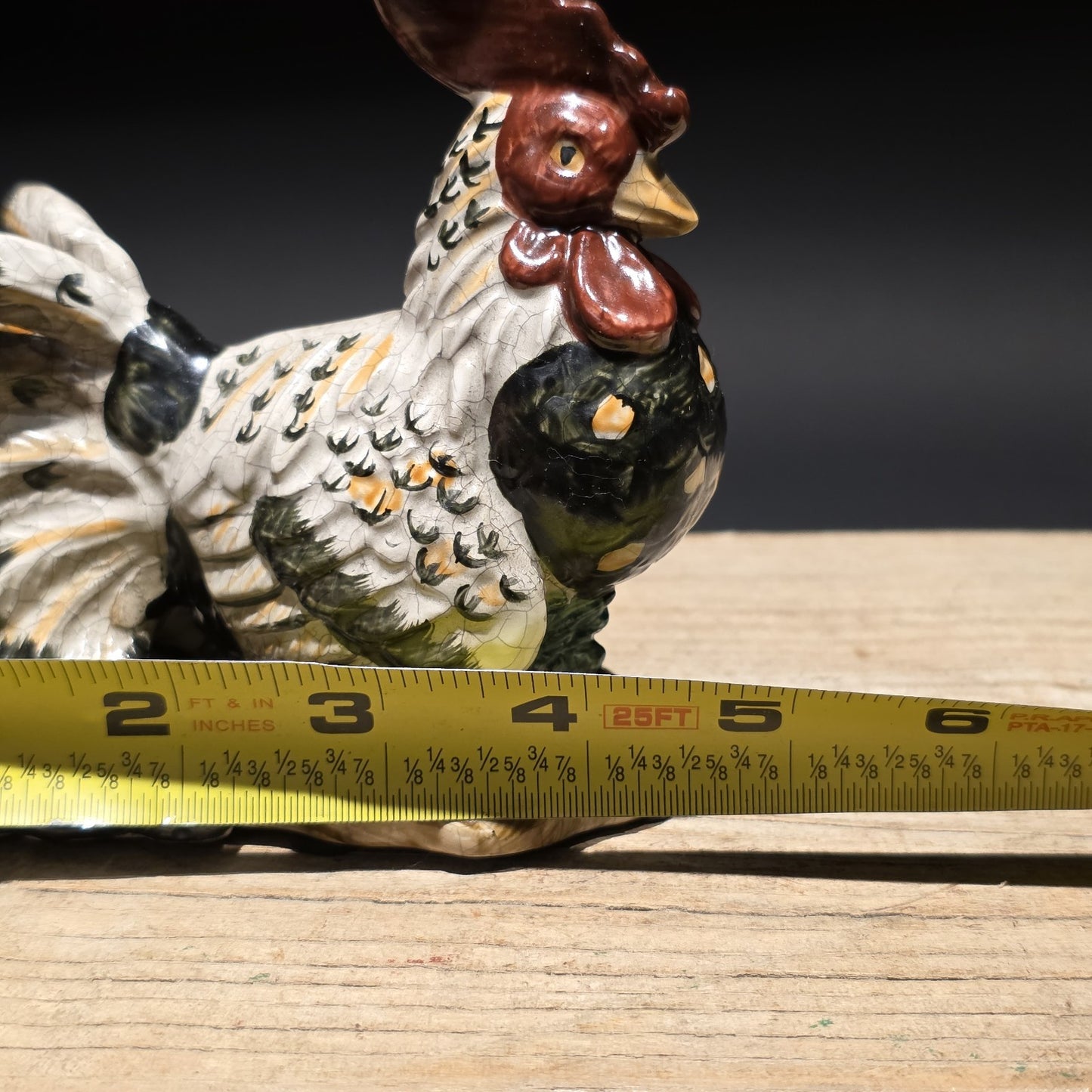 Ceramic Rooster Figurine – Majolica Style Farmhouse Chicken Decor