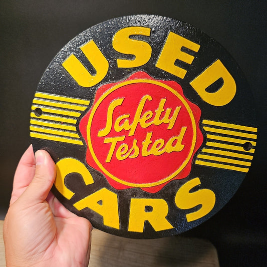 Antique Vintage Style Cast Iron Used Cars Sign Plaque