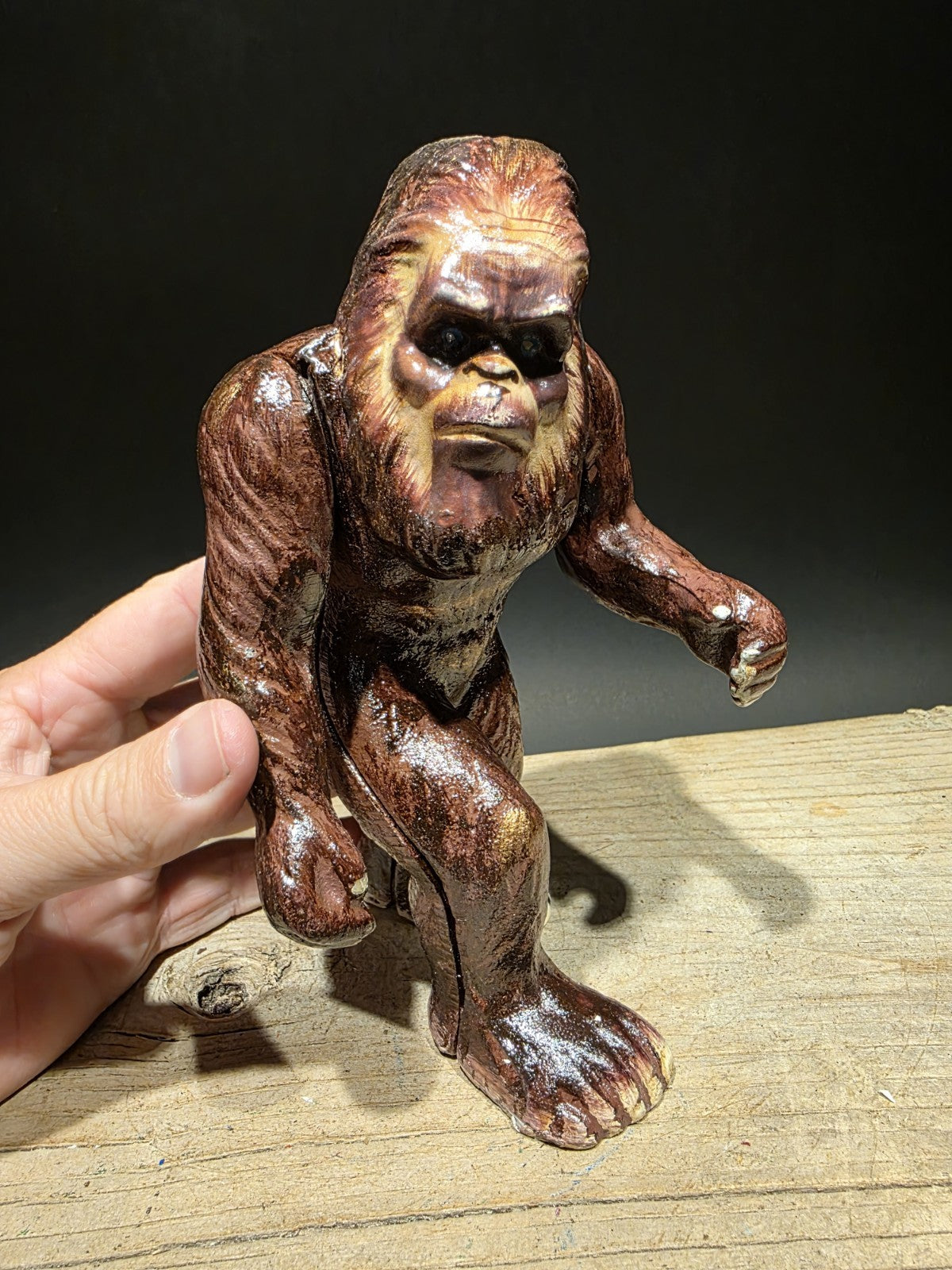7 1/2" Antique Style Cast Iron Big Foot Sasquatch Coin Bank