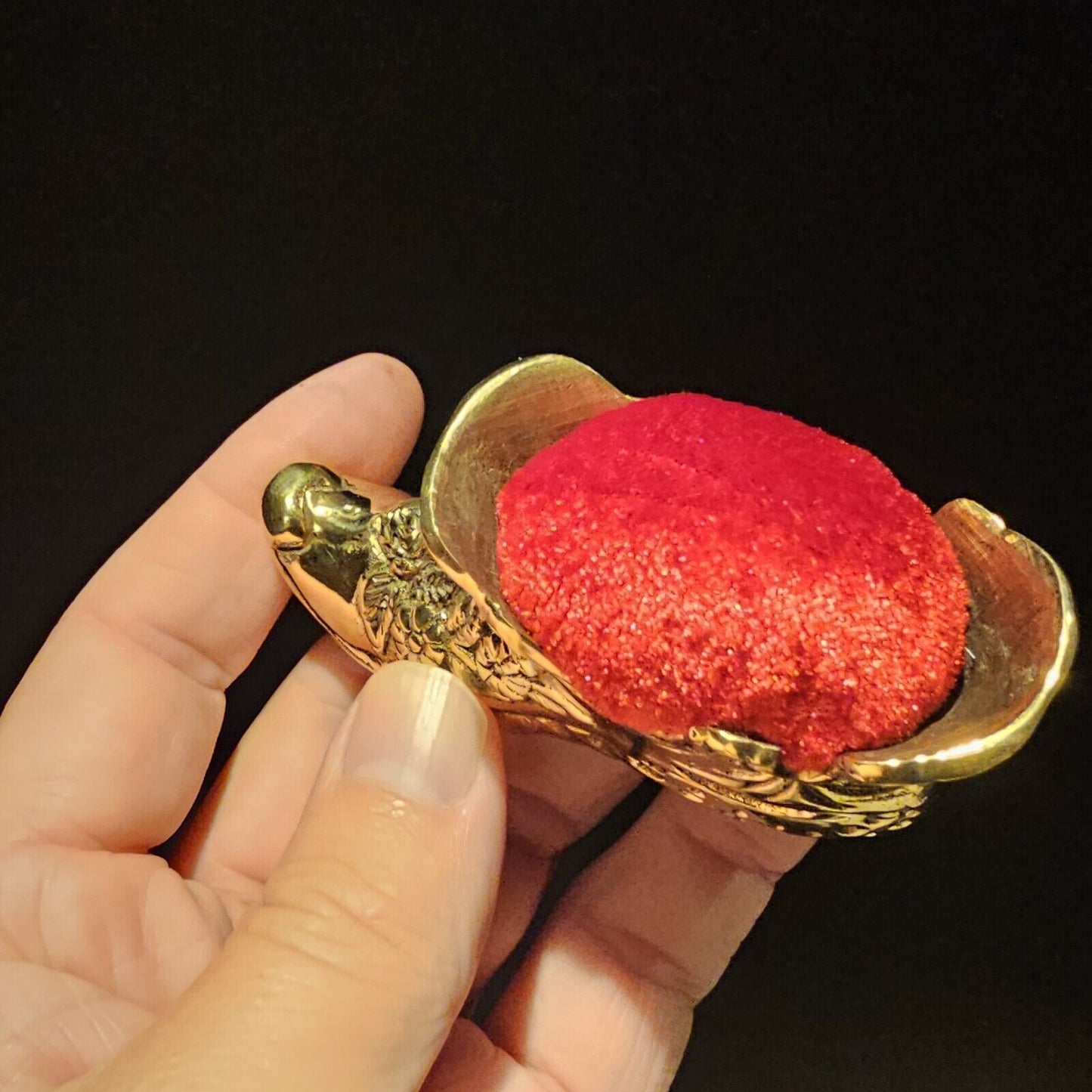 Antique Vintage Style Miniature Brass Sewing Pin Cushion