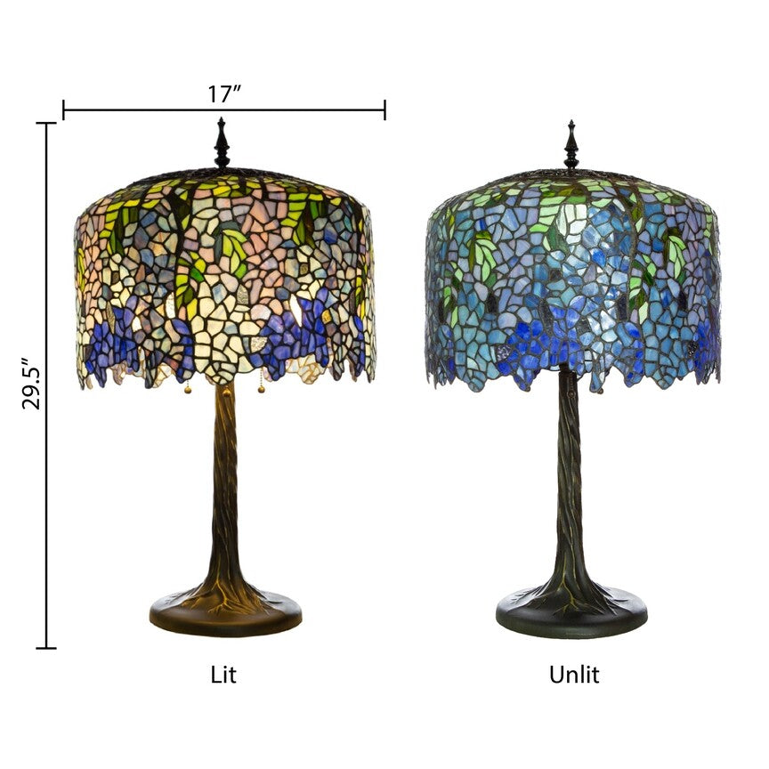 29.5" Wisteria Leaded Glass Stained Glass Table Lamp