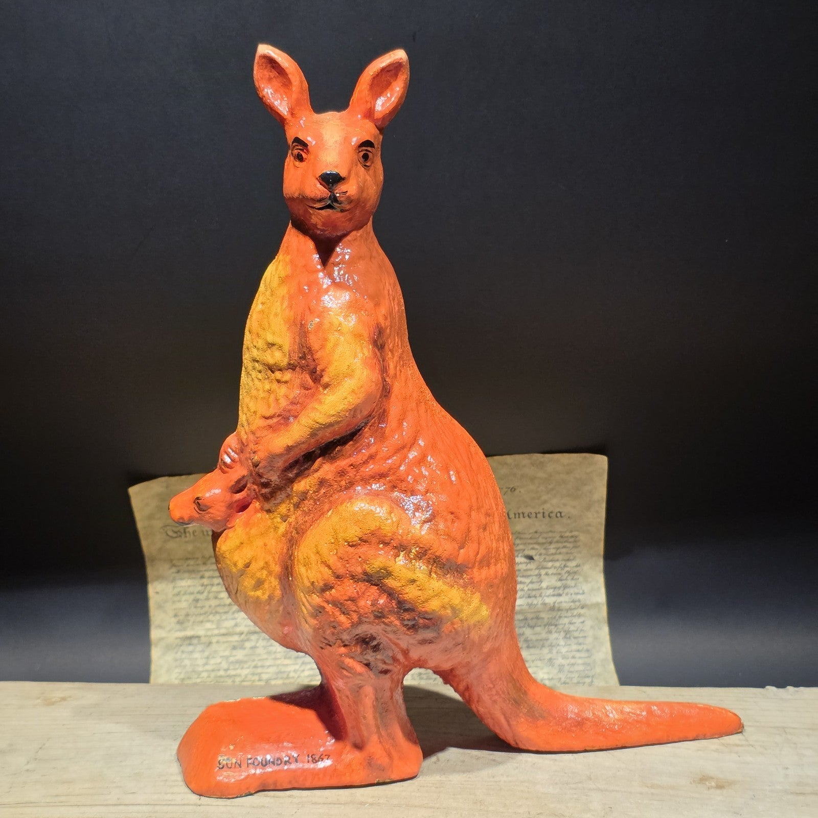 14" Sun Foundry 1867 Kangaroo Doorstop – 14" Cast Iron Animal Figure