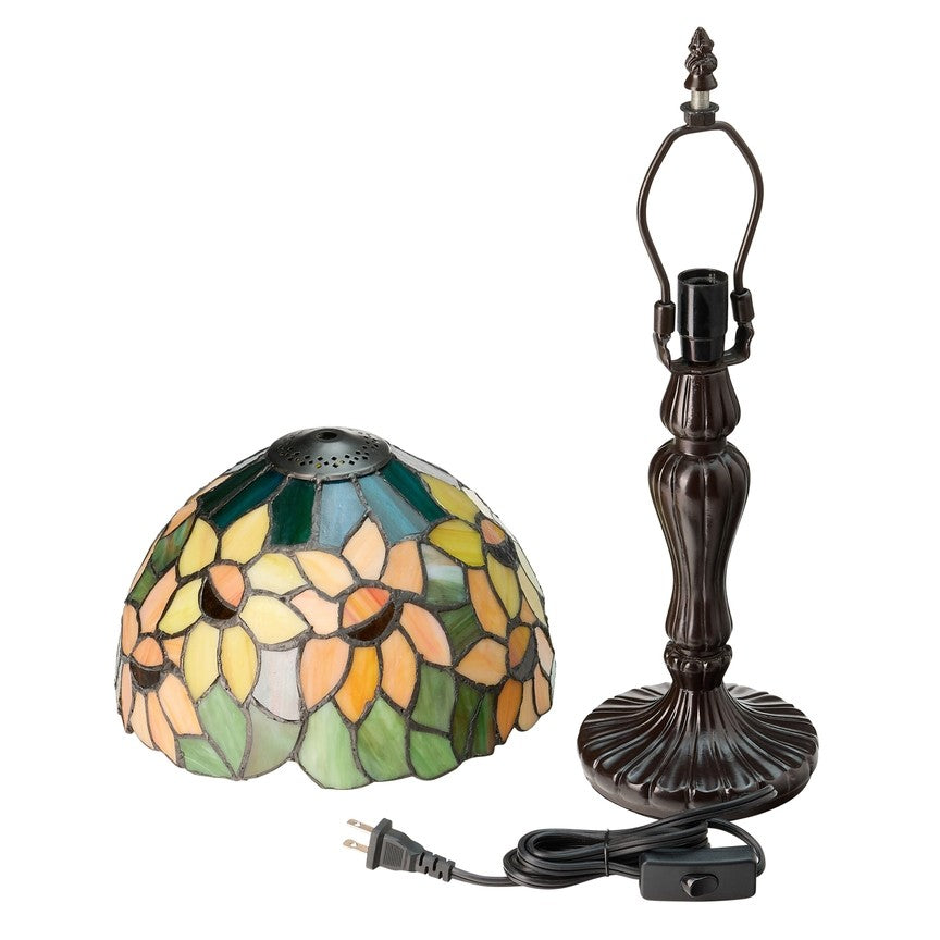 16.5"H Sunflowers Stained Glass Candlestick Table Lamp