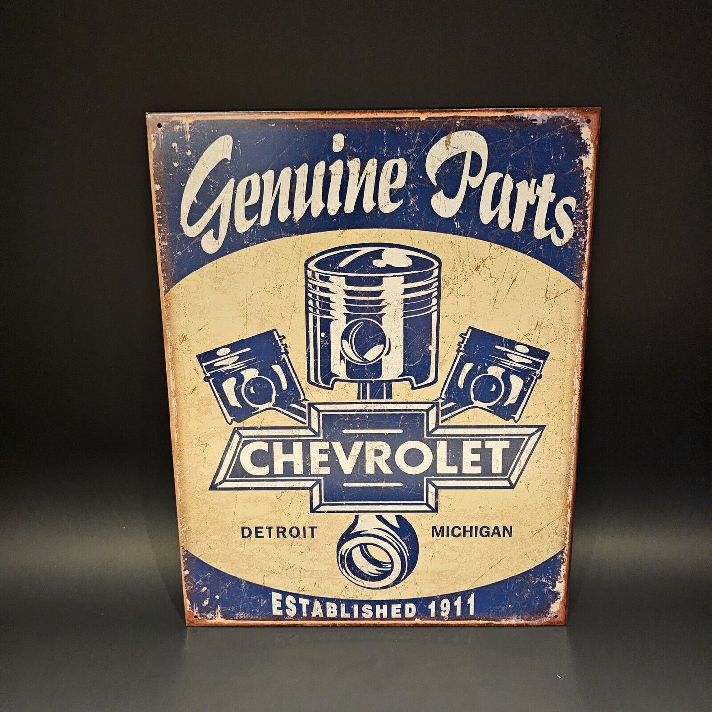 Antique Vintage Style Metal Chevy Car Sign