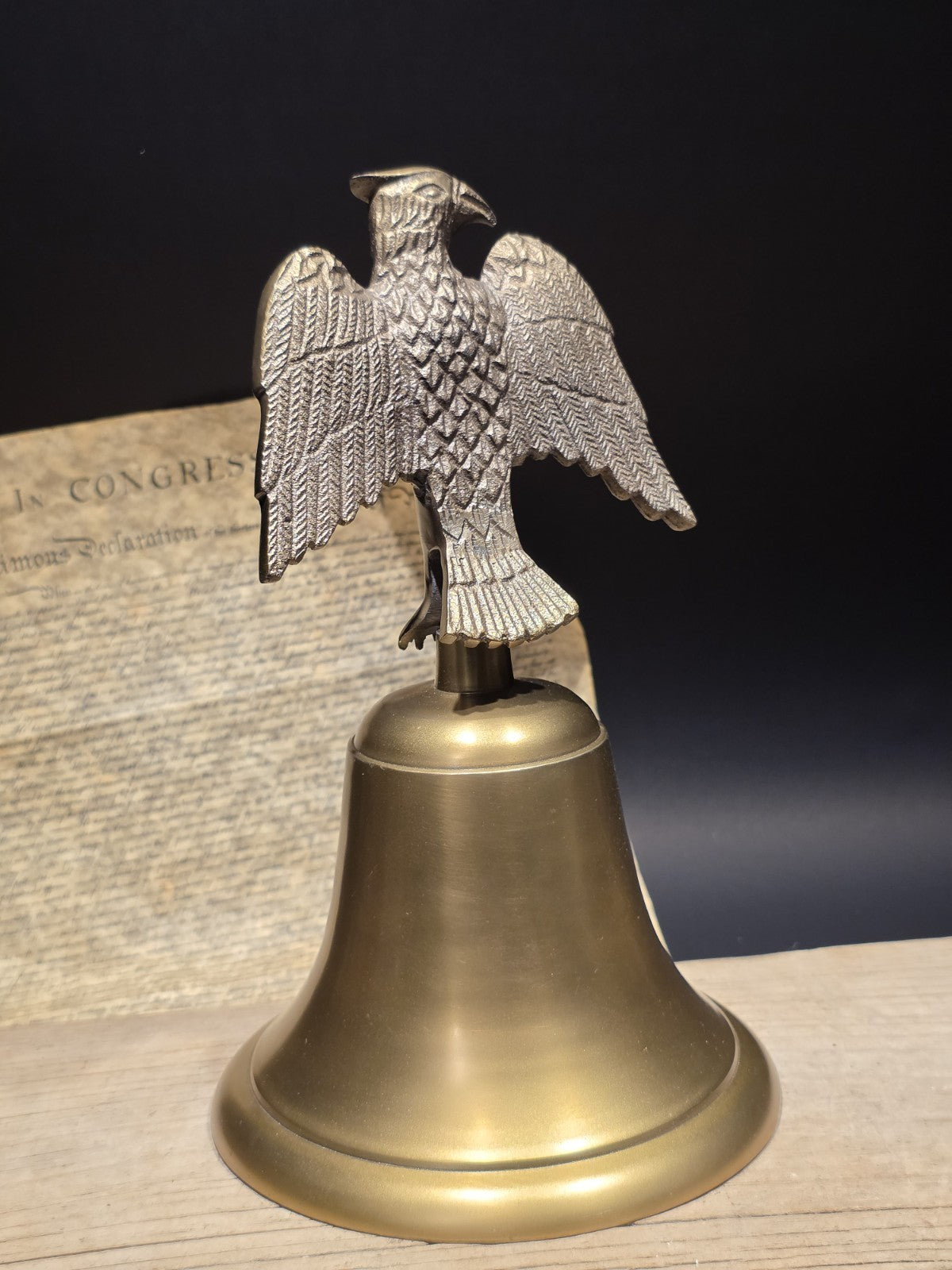 Large 11" Antique Style Brass Eagle Desk Call Bell Americana Federalist Style