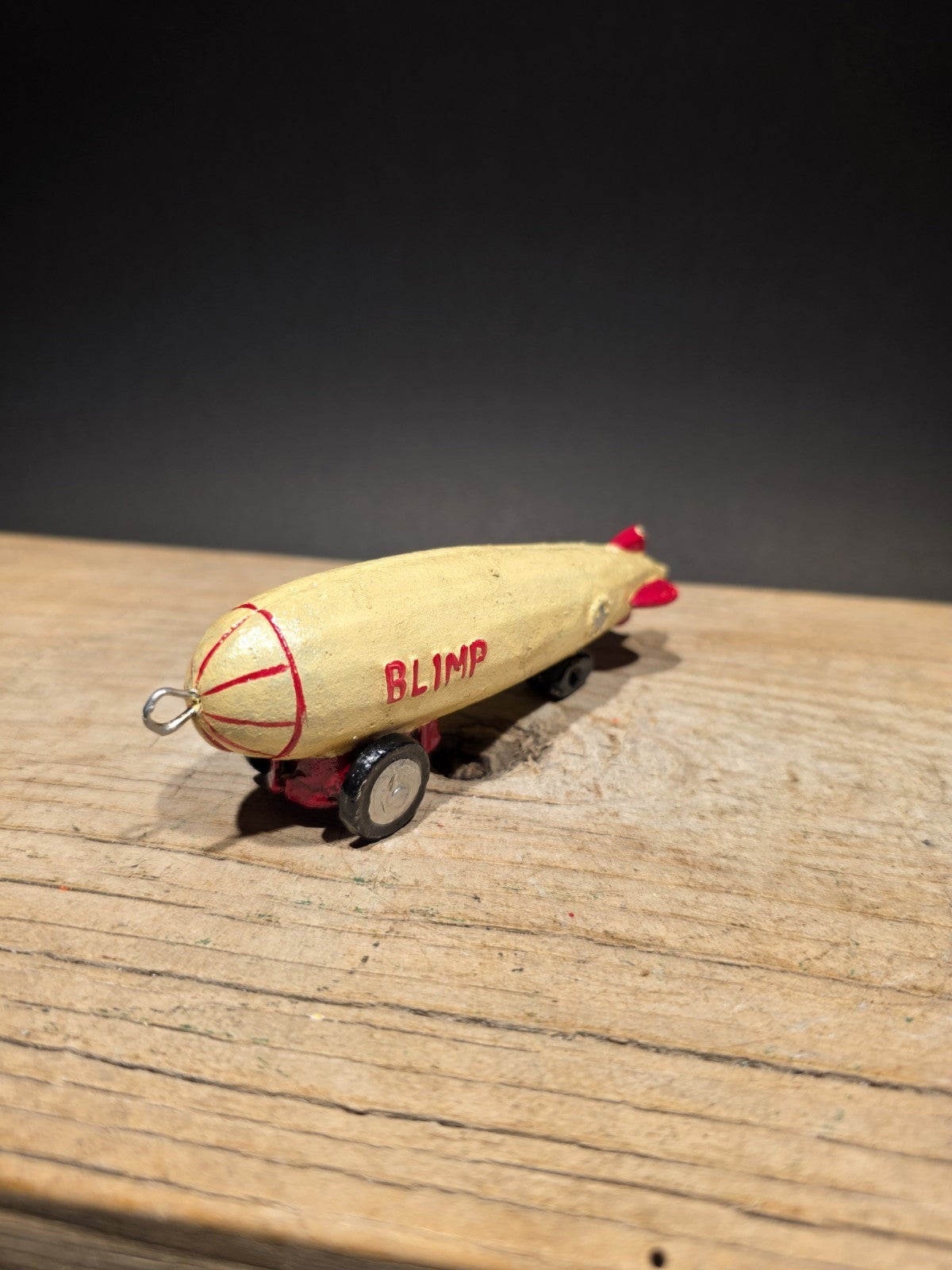 Antique Vintage Style Cast Iron Mini Cast Iron Blimp Zeppelin Pull Toy