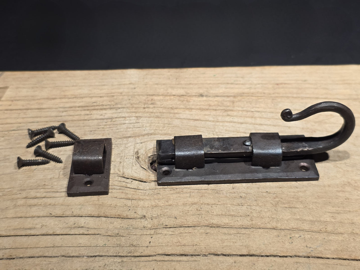 Antique Style Hand Forged Wrought Iron Slide Latch Rustic Barrel Bolt