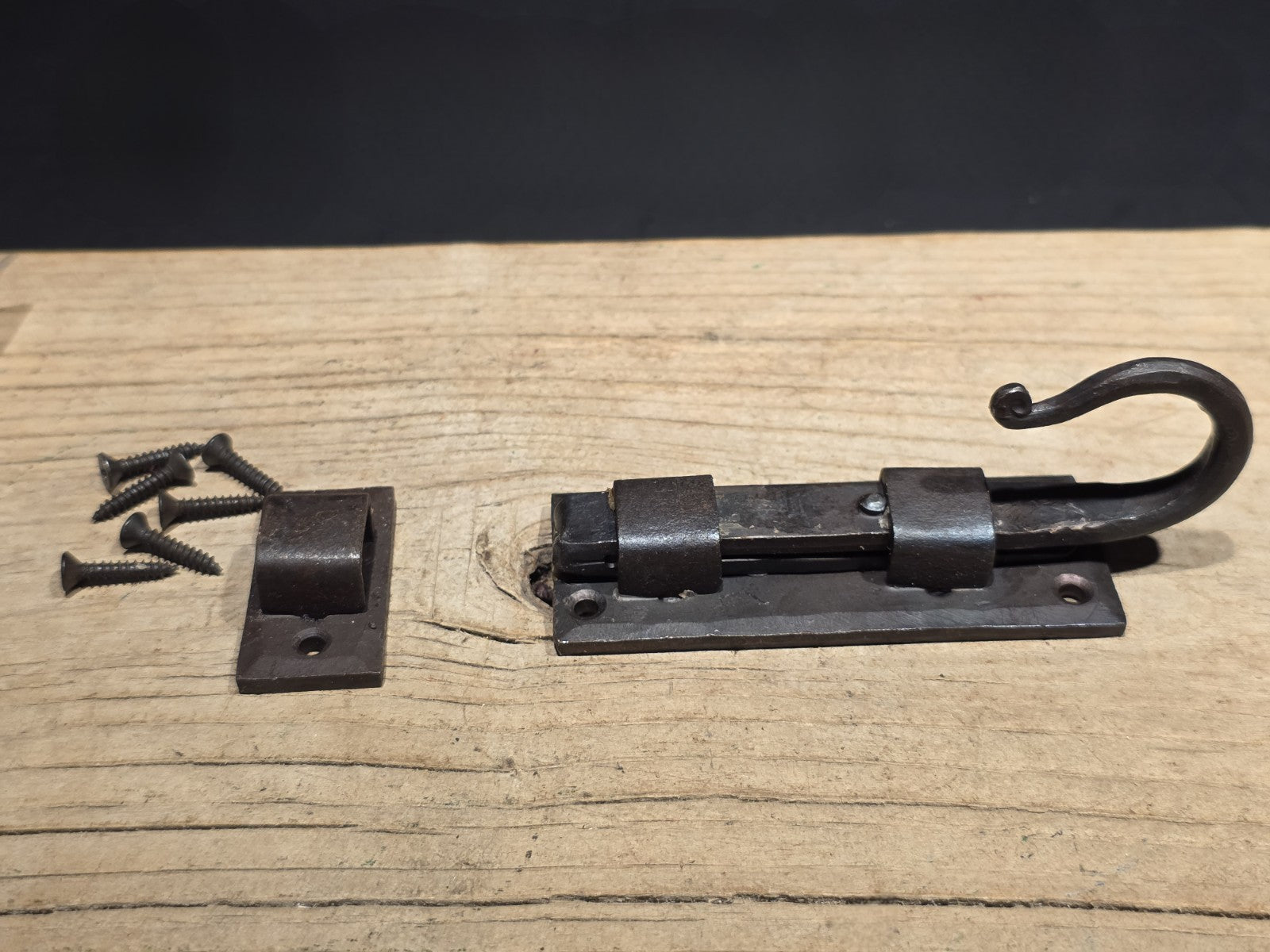 Antique Style Hand Forged Wrought Iron Slide Latch Rustic Barrel Bolt