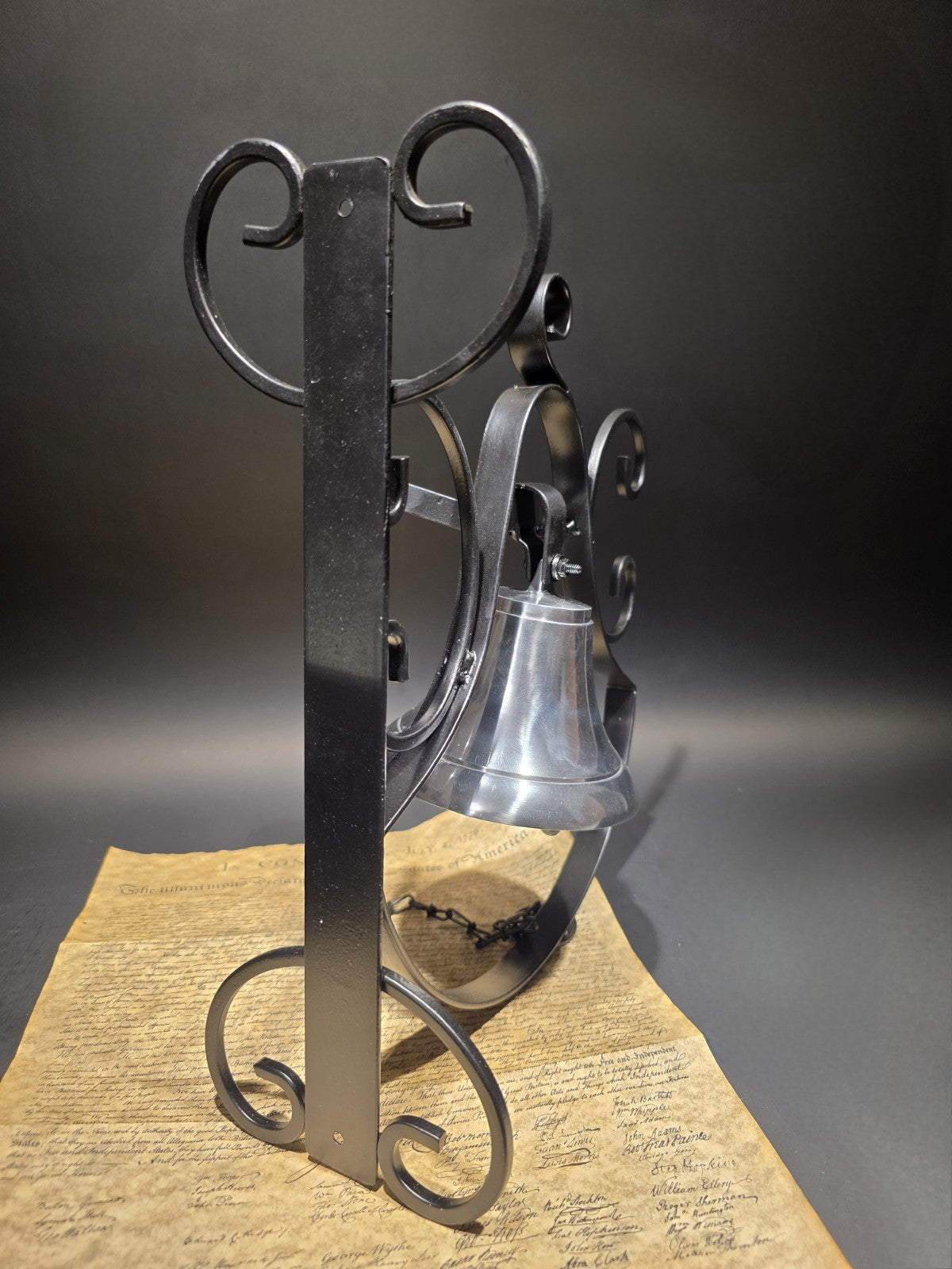 Antique Style Wrought Iron Scrollwork Wall Mounted Garden/Home Bell