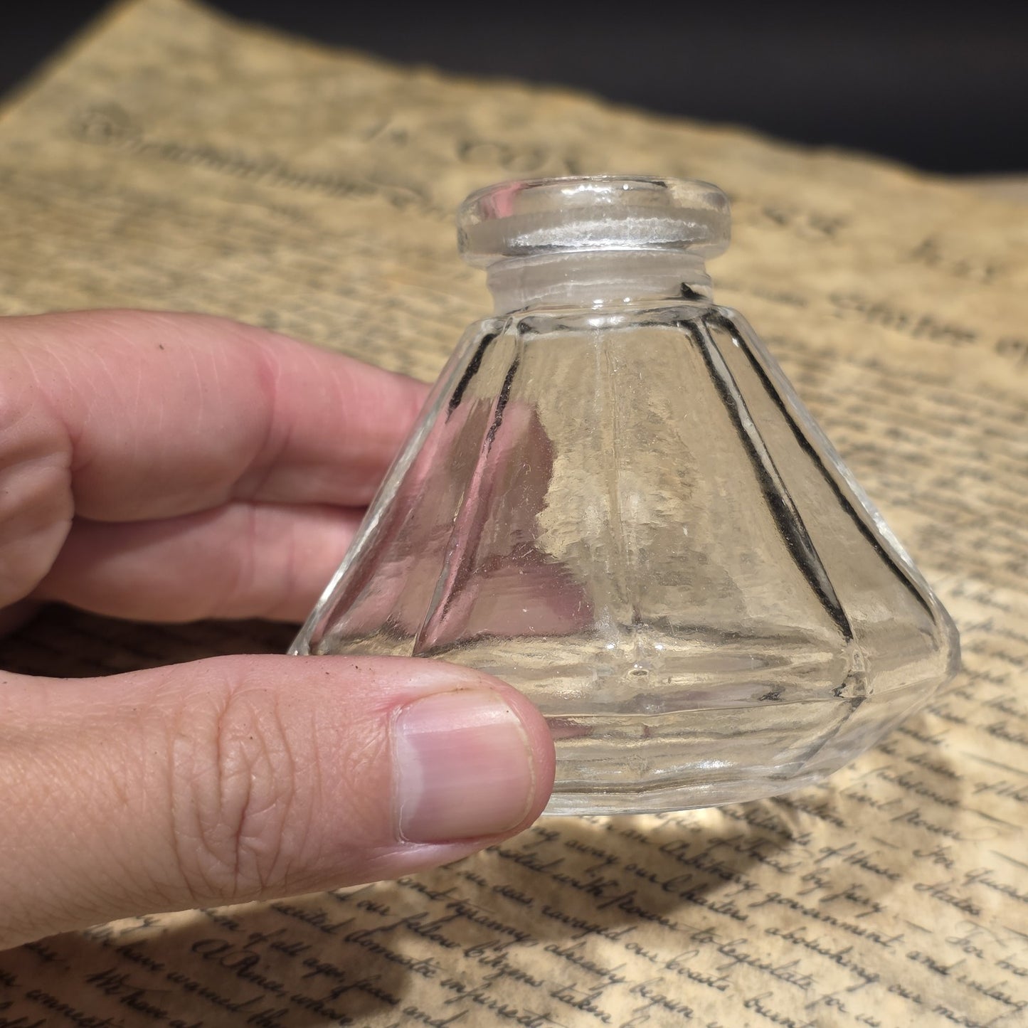 3" Antique Style Glass Inkwell Desk Ink Bottle Writing Accessory