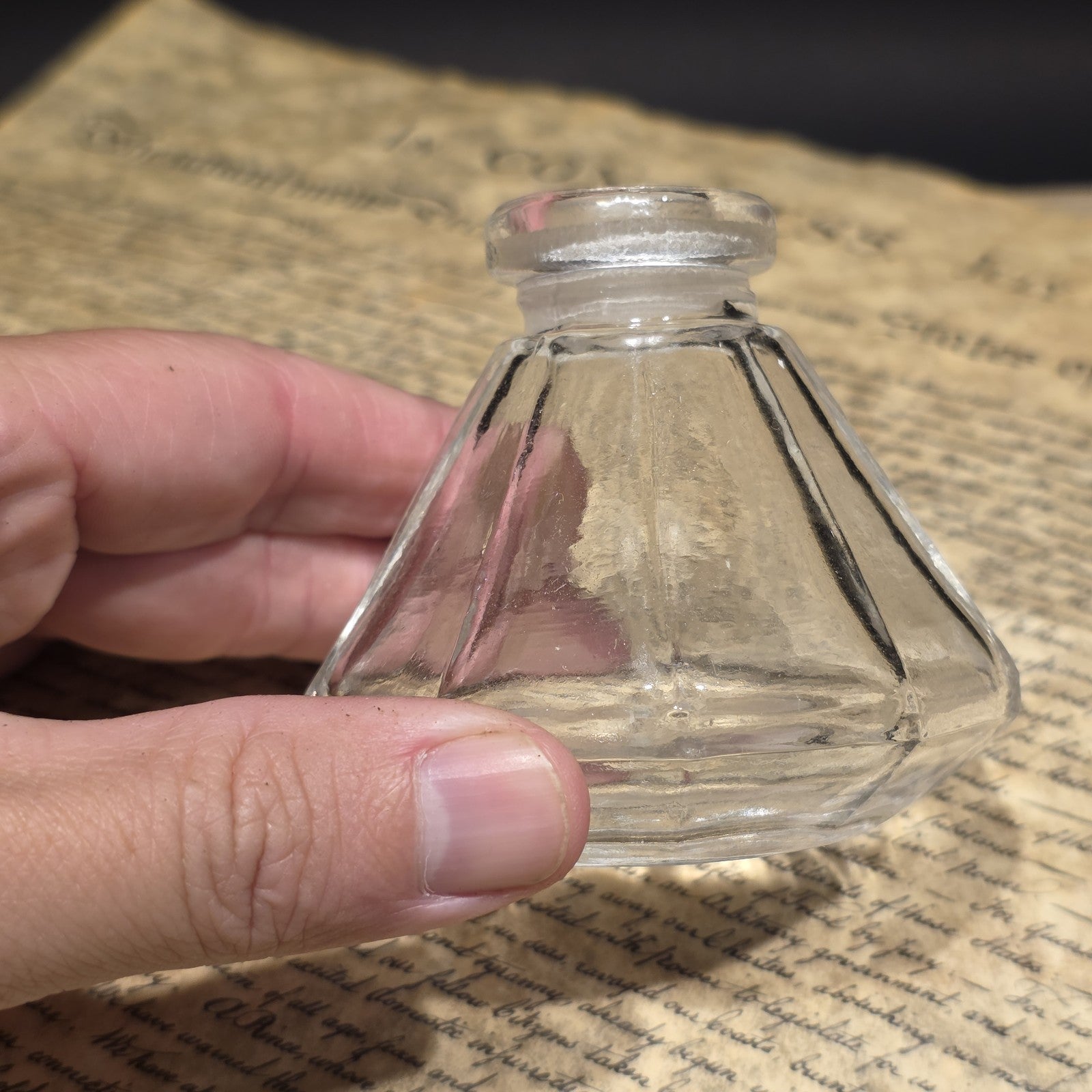 3" Antique Style Glass Inkwell Desk Ink Bottle Writing Accessory