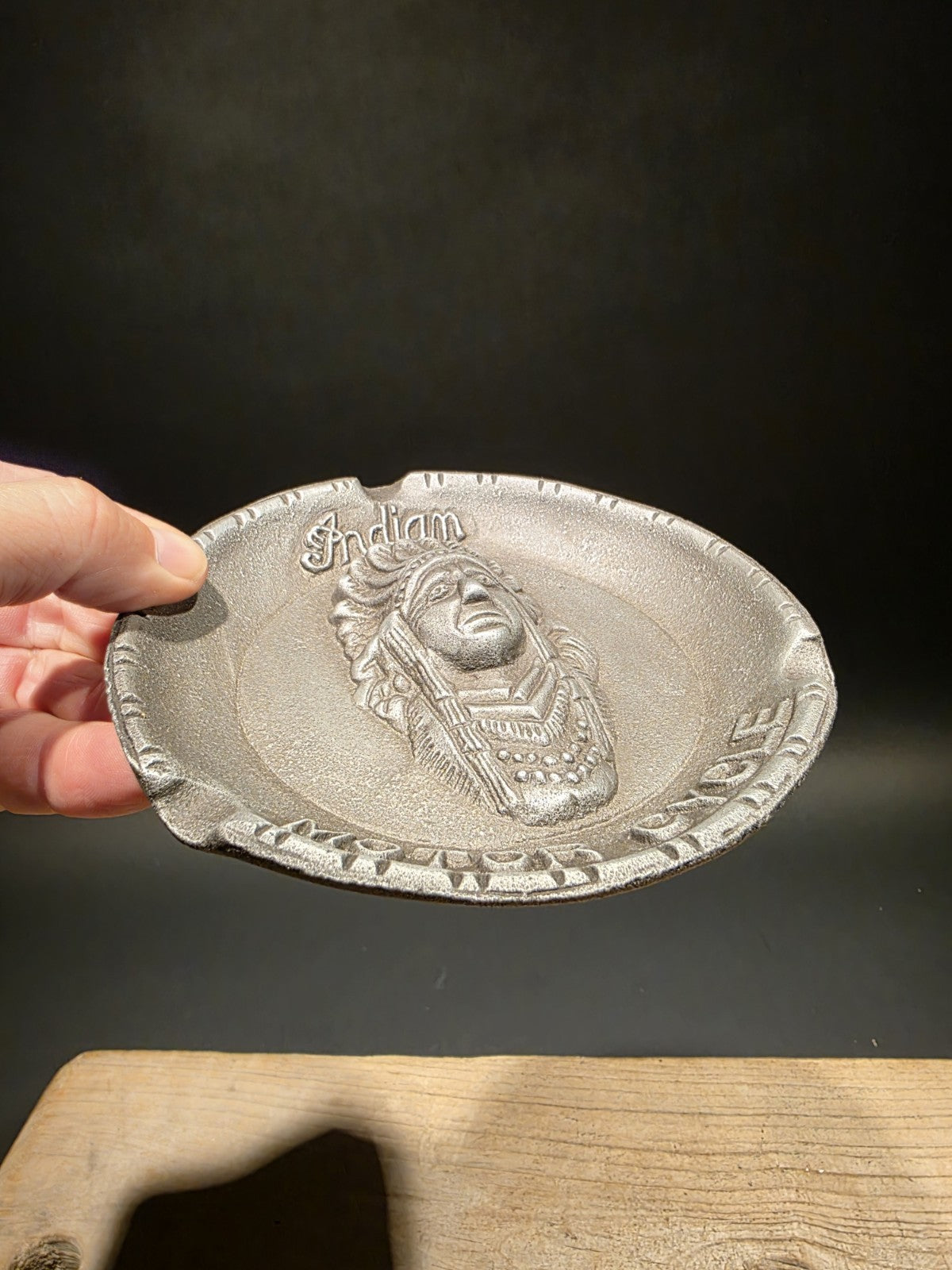 Vintage Antique Style Aluminum Indian Motorcycle Ash Tray