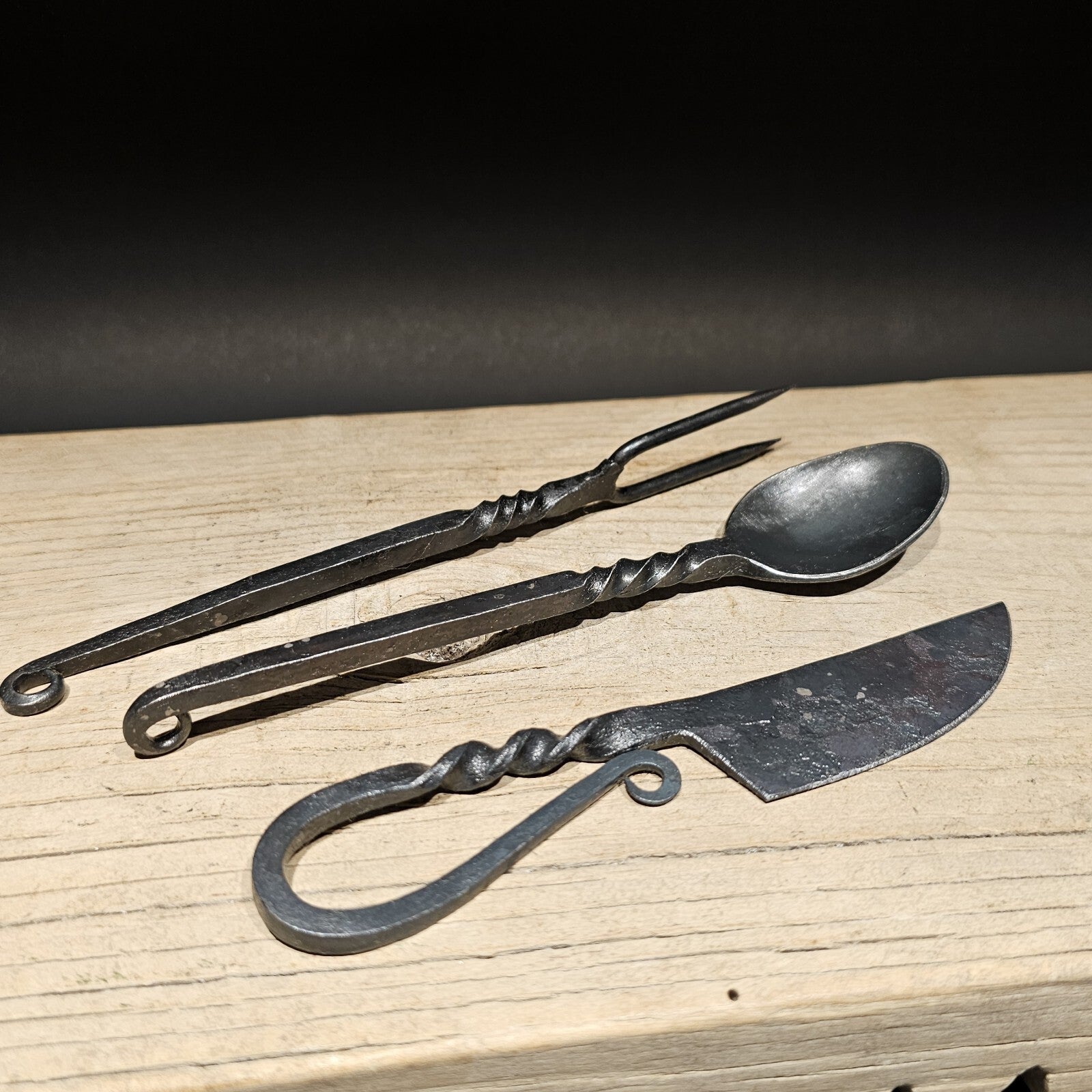 Flint Striker Style Custom Forged Knife Utensil Set
