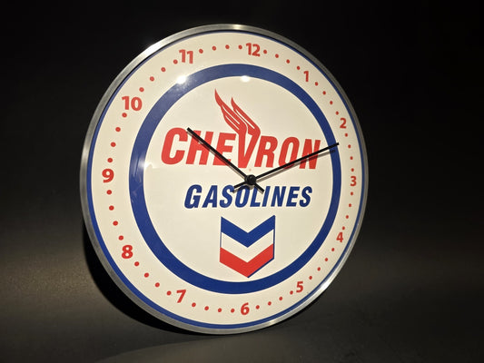 12" Antique Vintage Style Round Chevron Gasoline Oil Wall Clock Sign
