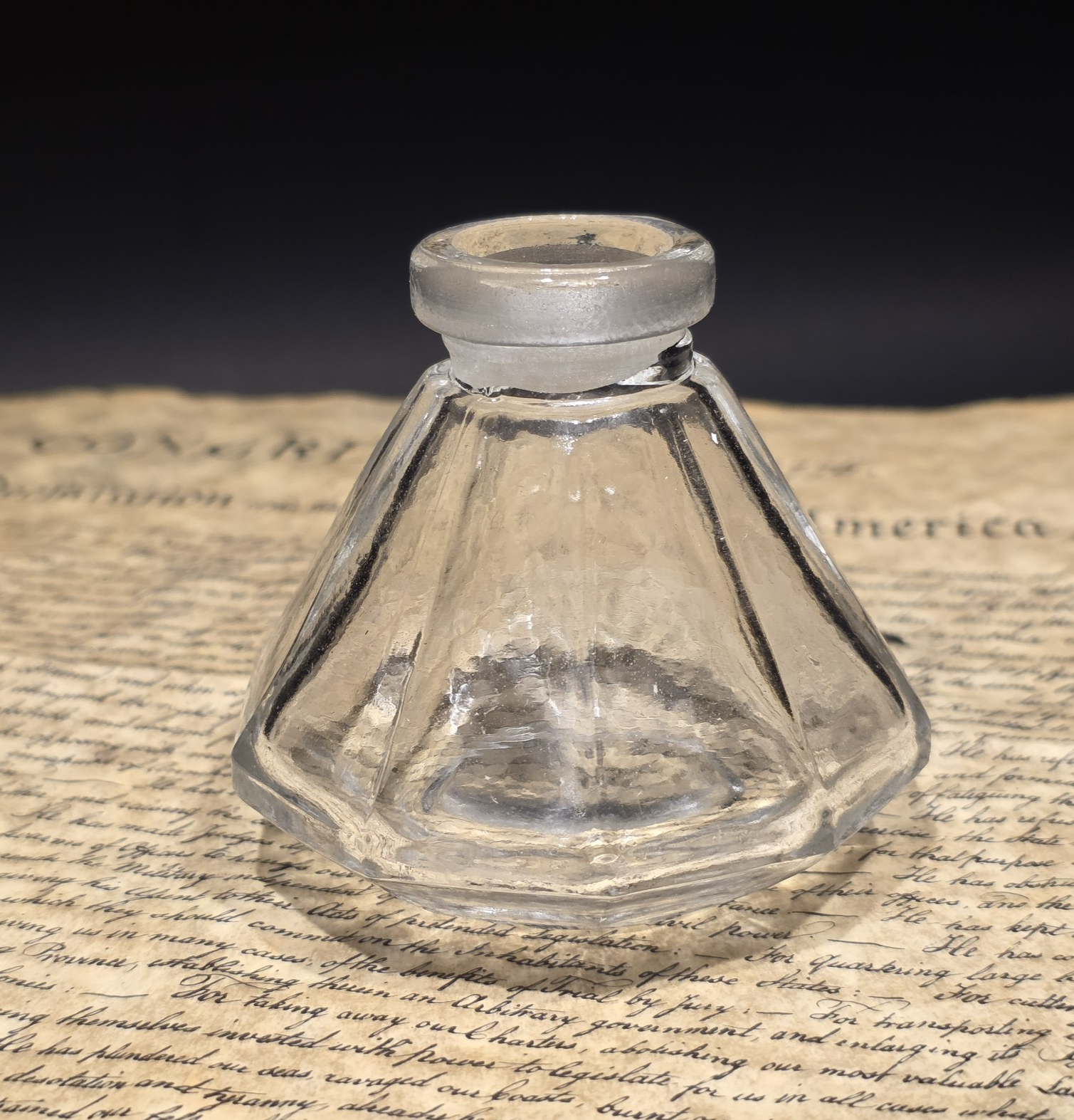 3" Antique Style Glass Inkwell Desk Ink Bottle Writing Accessory