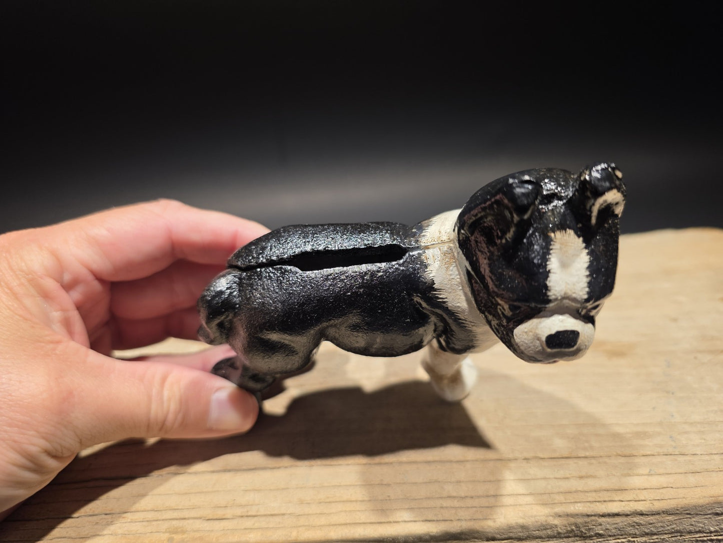 5" Antique Style Cast Iron Boston Terrier Dog Door Stop Coin Bank