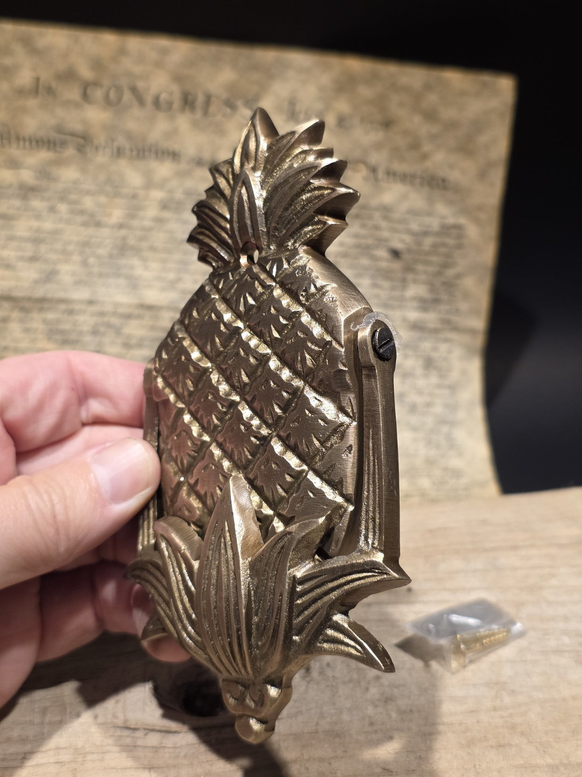 6" Vintage Style Solid Brass Pineapple Door Knocker Colonial Welcome Sign