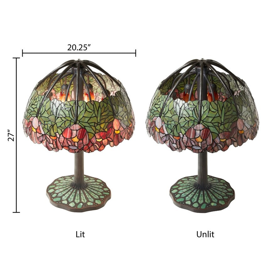 27"H Lotus Mosaic Base Stained Glass Table Lamp