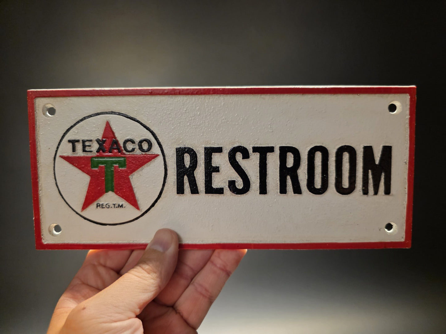 Antique Vintage Style Cast Iron Texaco Restroom Sign Plaque
