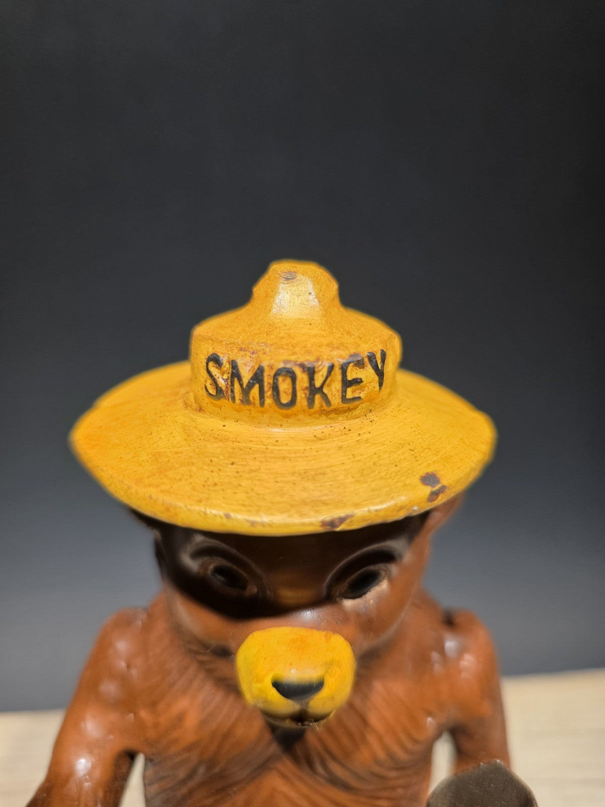 Antique Vintage Style Cast Smokey The Bear Coin Bank