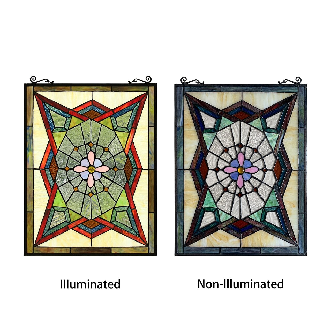 25" Antique Style Stained Glass Window Hanging Panel Suncatcher