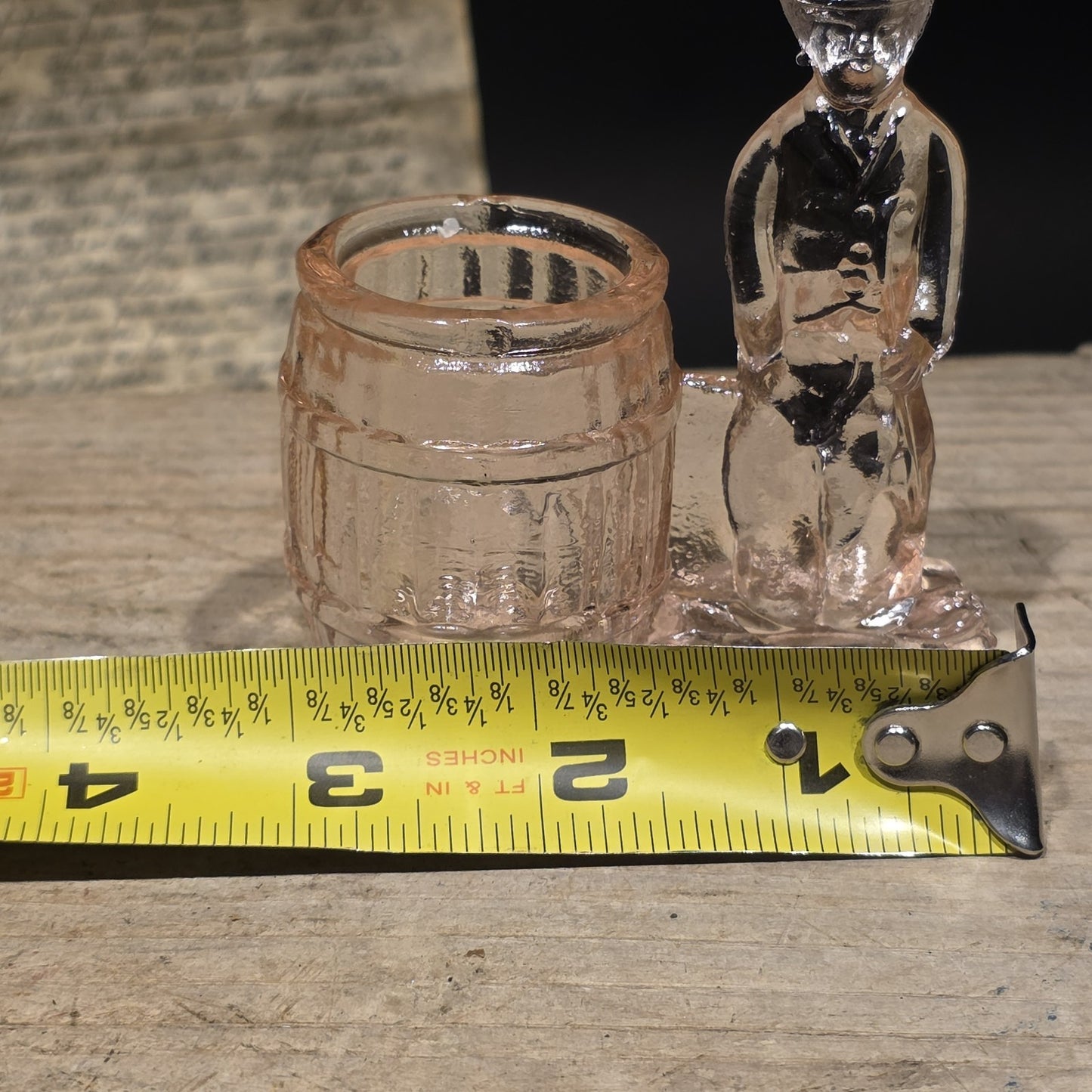 Charlie Chaplin Style Toothpick Holder – Pink Depression Glass Tramp Figure