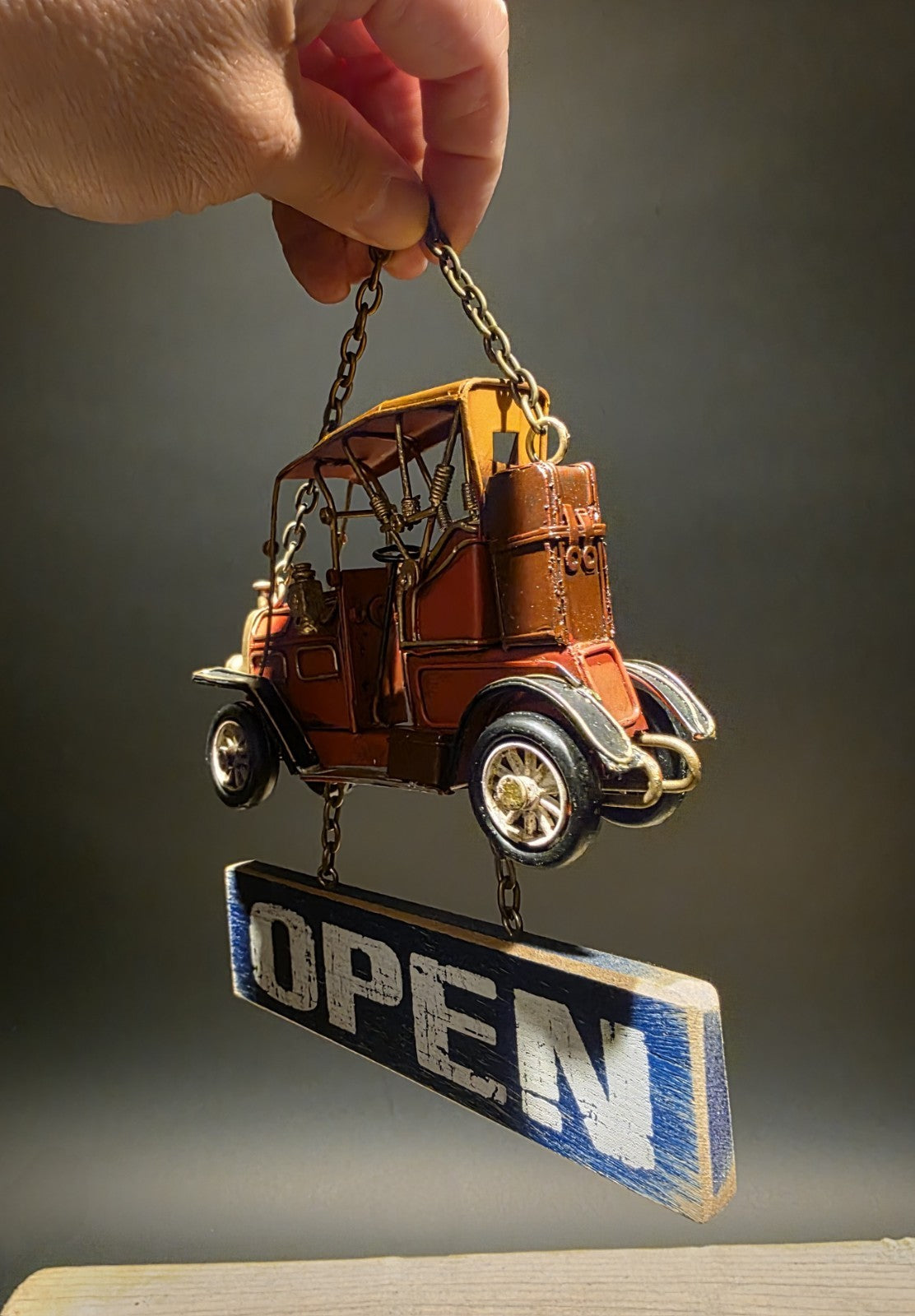 8" Vintage Style Wooden Open / Closed Hanging Sign Classic Car Design