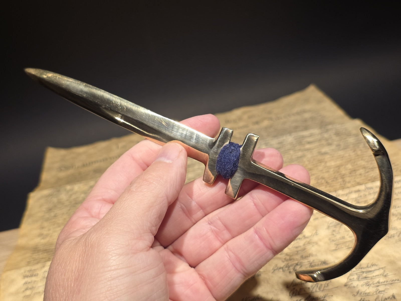 8" Vintage Style Brass Anchor Letter Opener Nautical Desk Accessory
