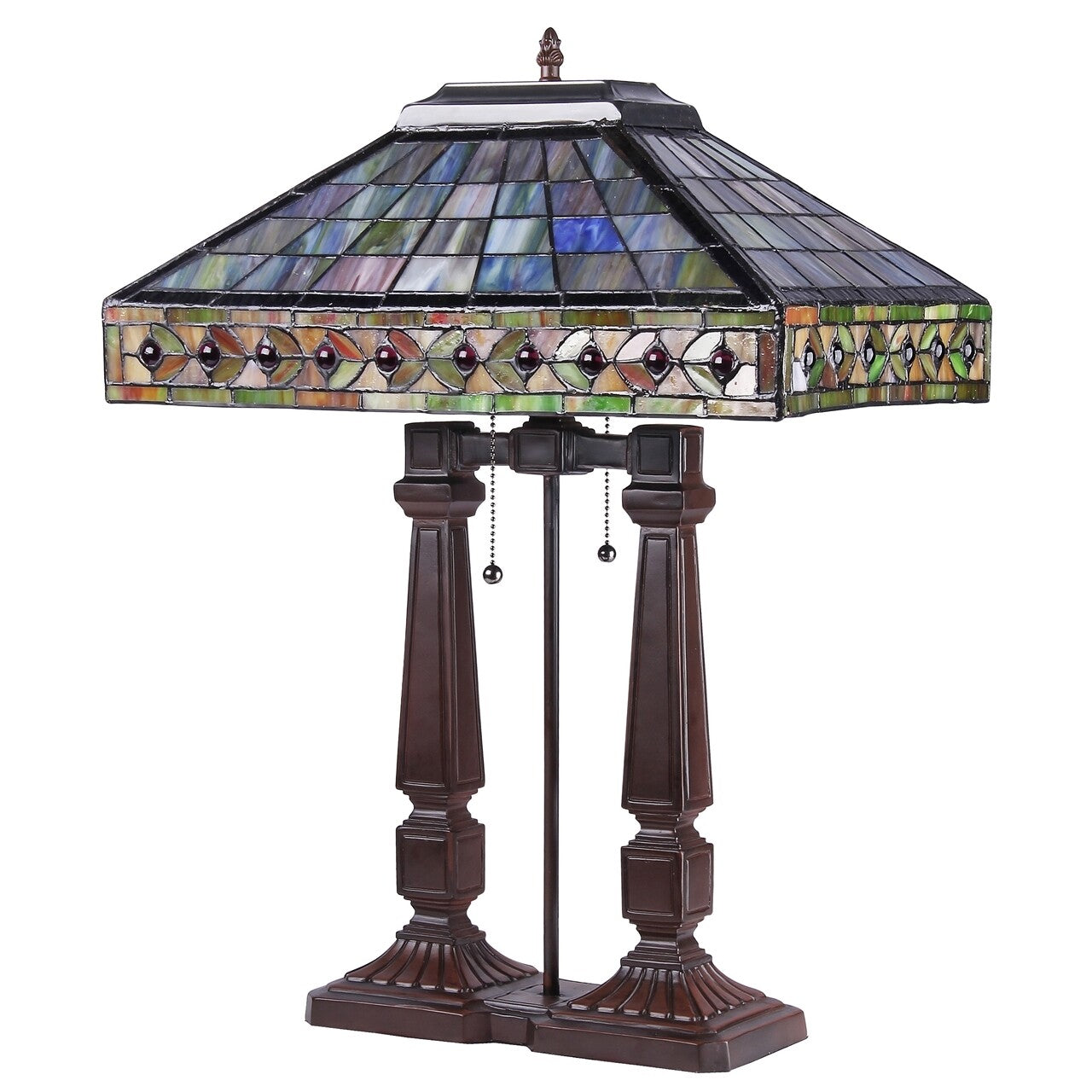23.62" Antique Vintage Style Mission Stained Glass Table Desk Lamp