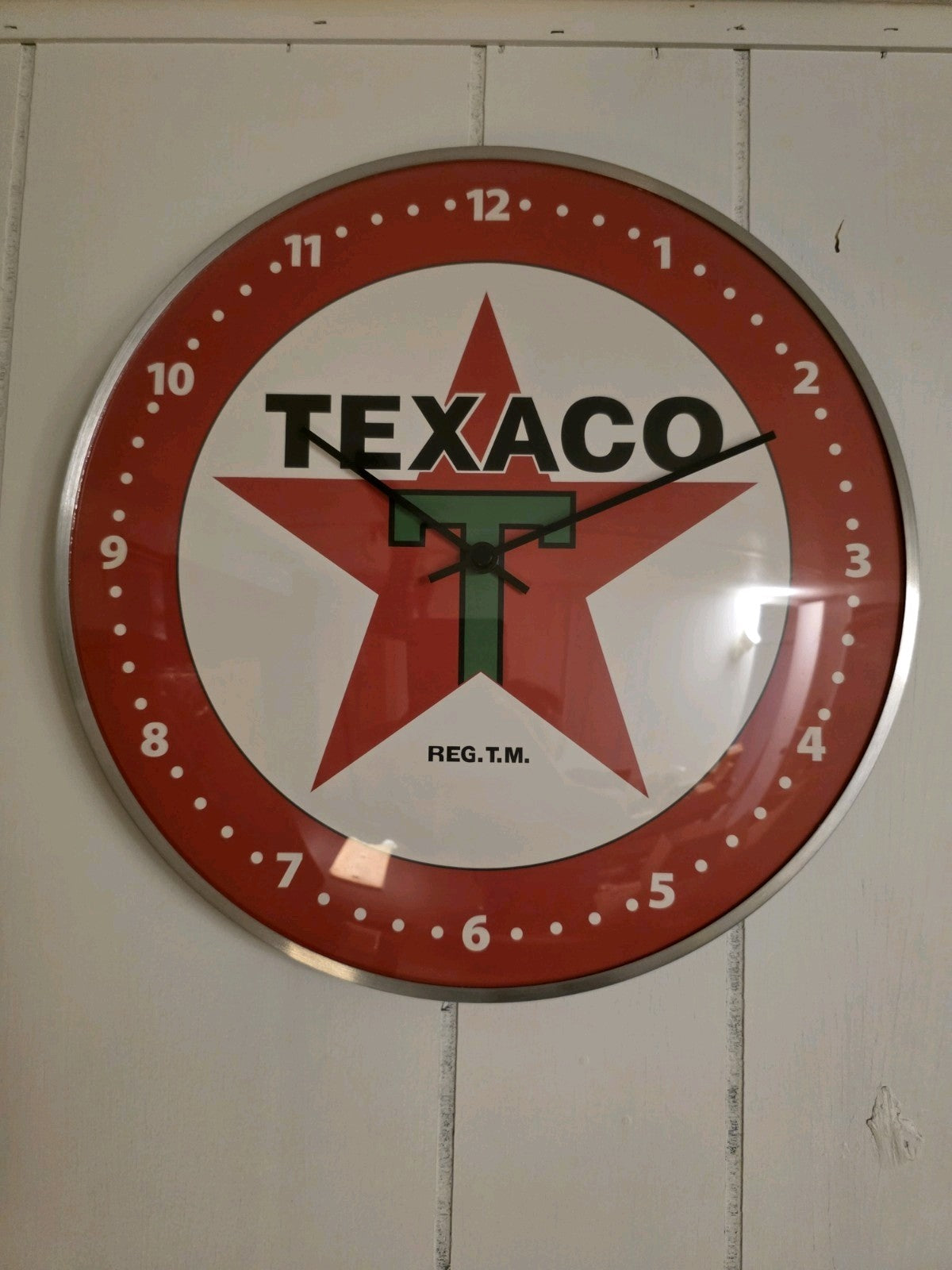 12" Antique Vintage Style Round Texaco Gasoline Oil Wall Clock Sign