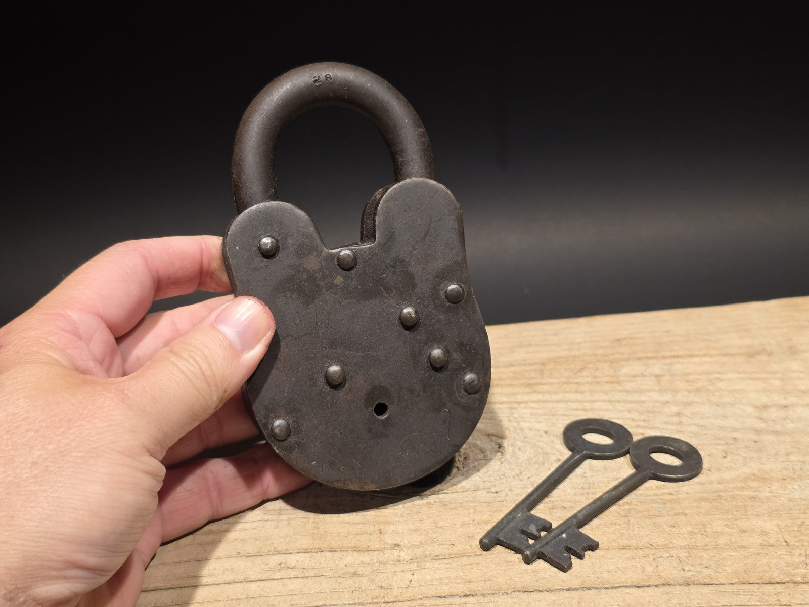 5" Antique Vintage Style Cast Iron Colt Firearms Ammo Box Padlock Lock