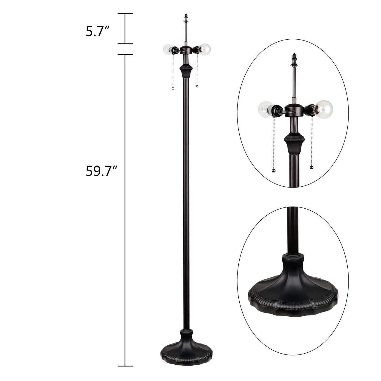 67.3" Antique Vintage Style Stained Glass Floor Lamp